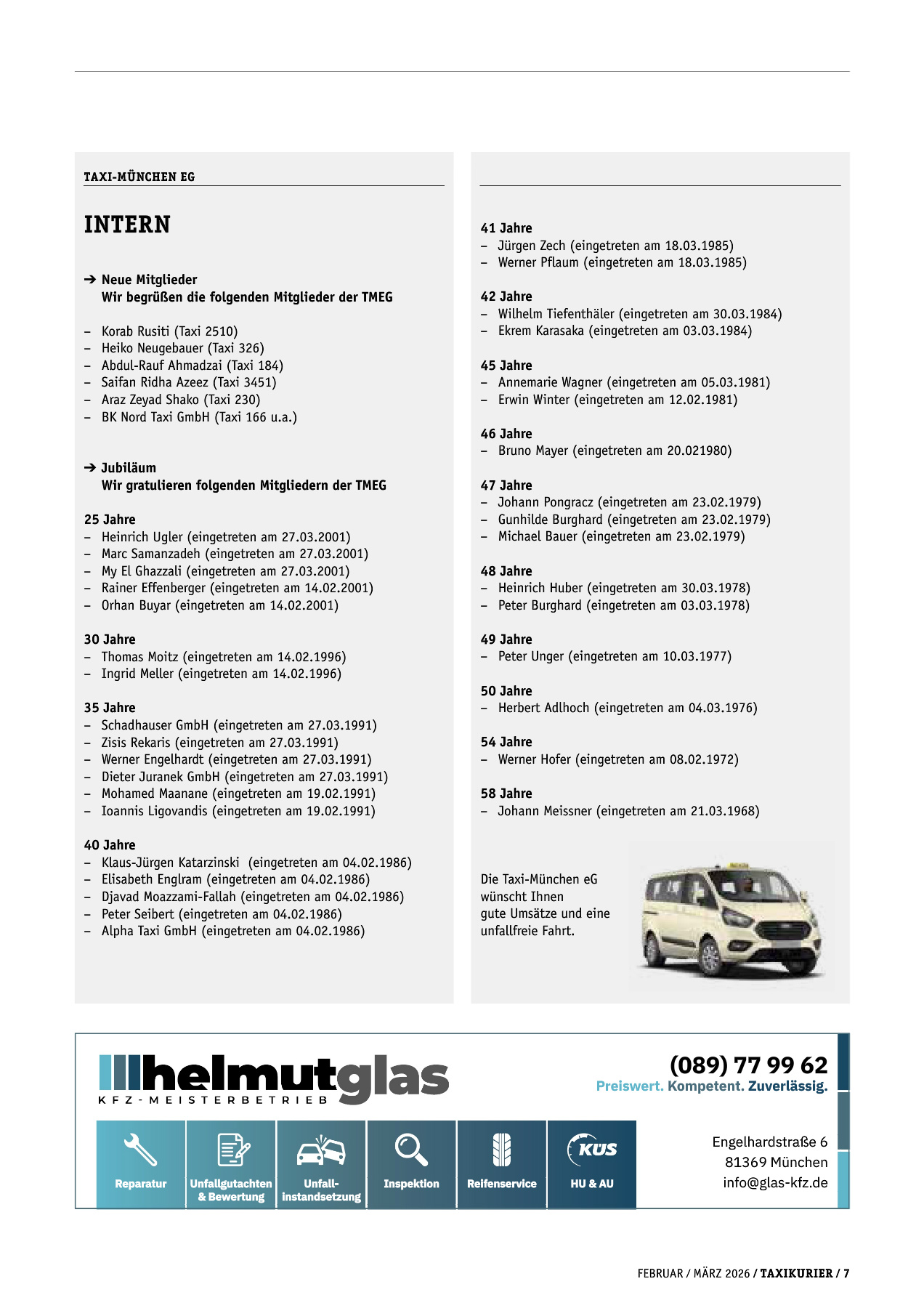 Originalseite 7 der Ausgabe Taxikurier Februar und März 2026
