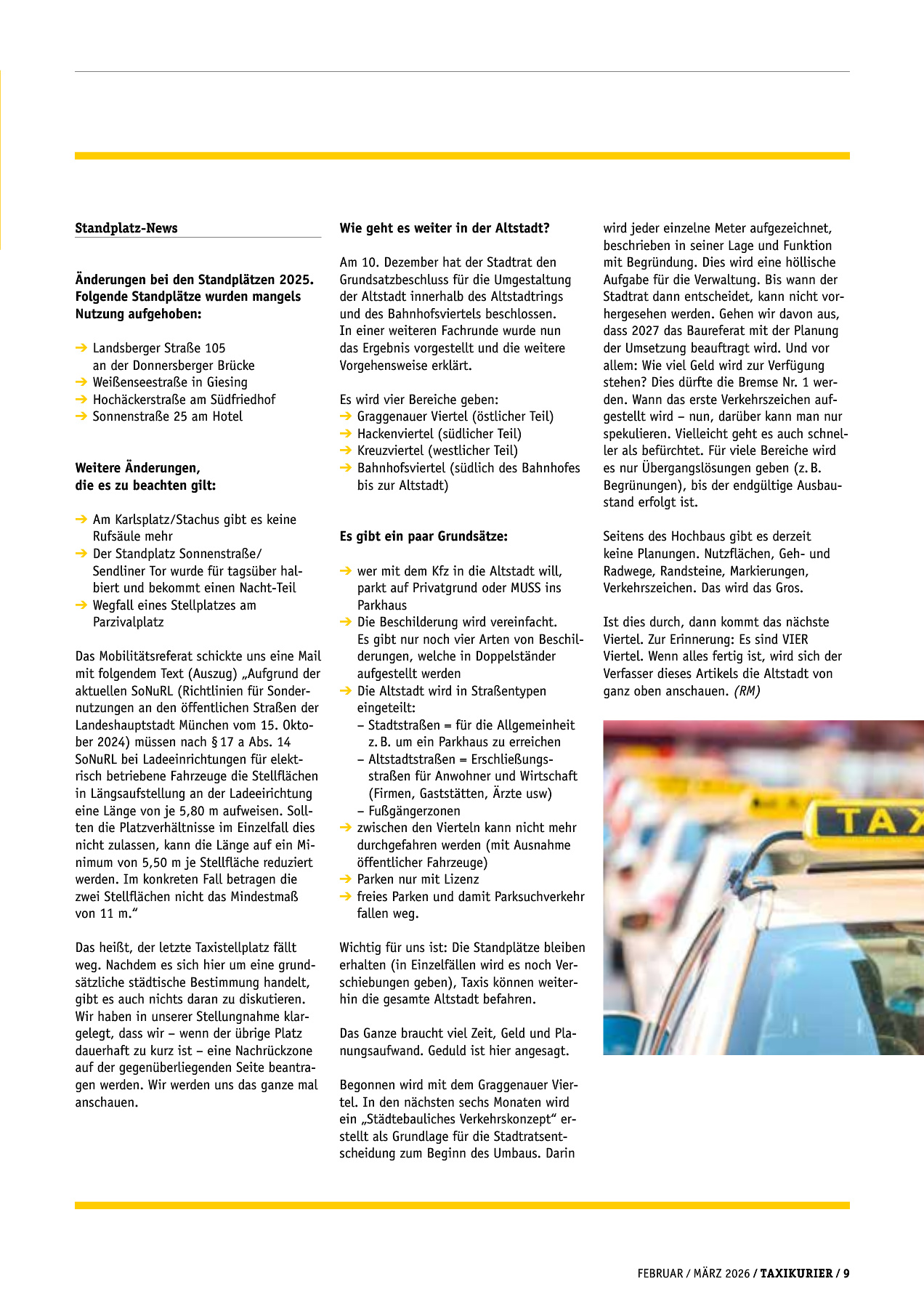 Originalseite 9 der Ausgabe Taxikurier Februar und März 2026