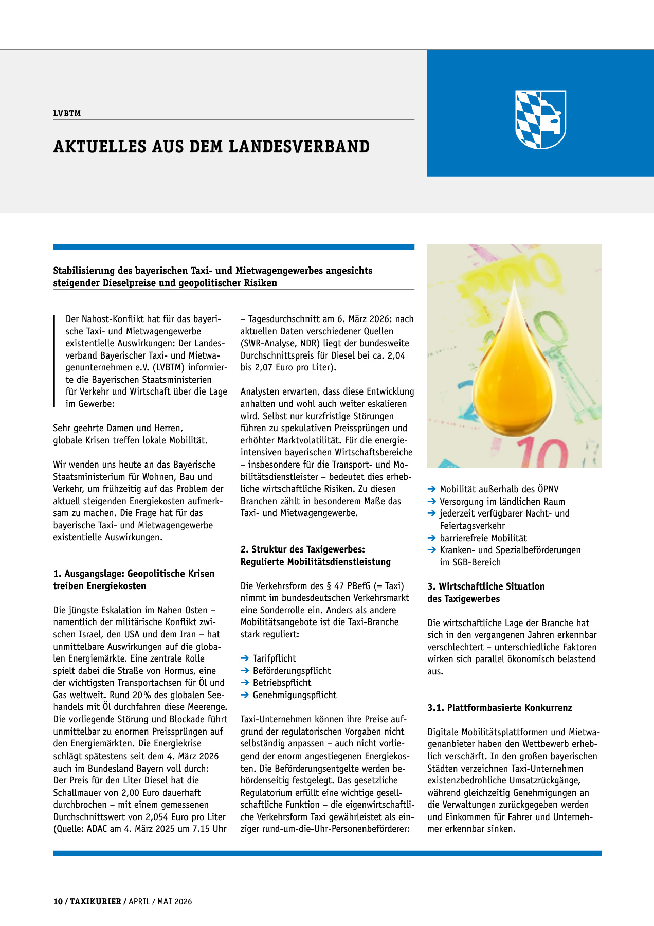 Originalseite 10 der Ausgabe Taxikurier April und Mai 2026