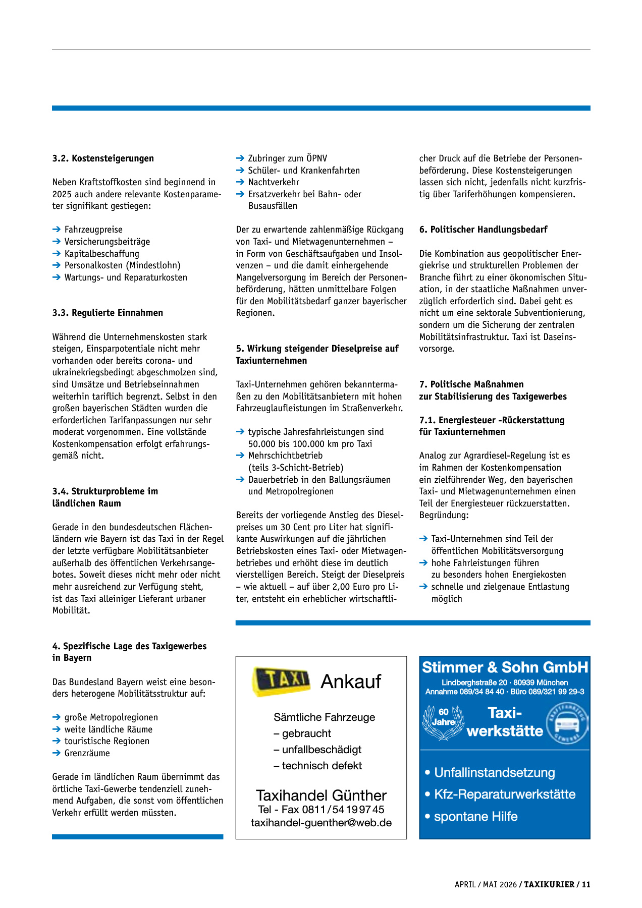 Originalseite 11 der Ausgabe Taxikurier April und Mai 2026
