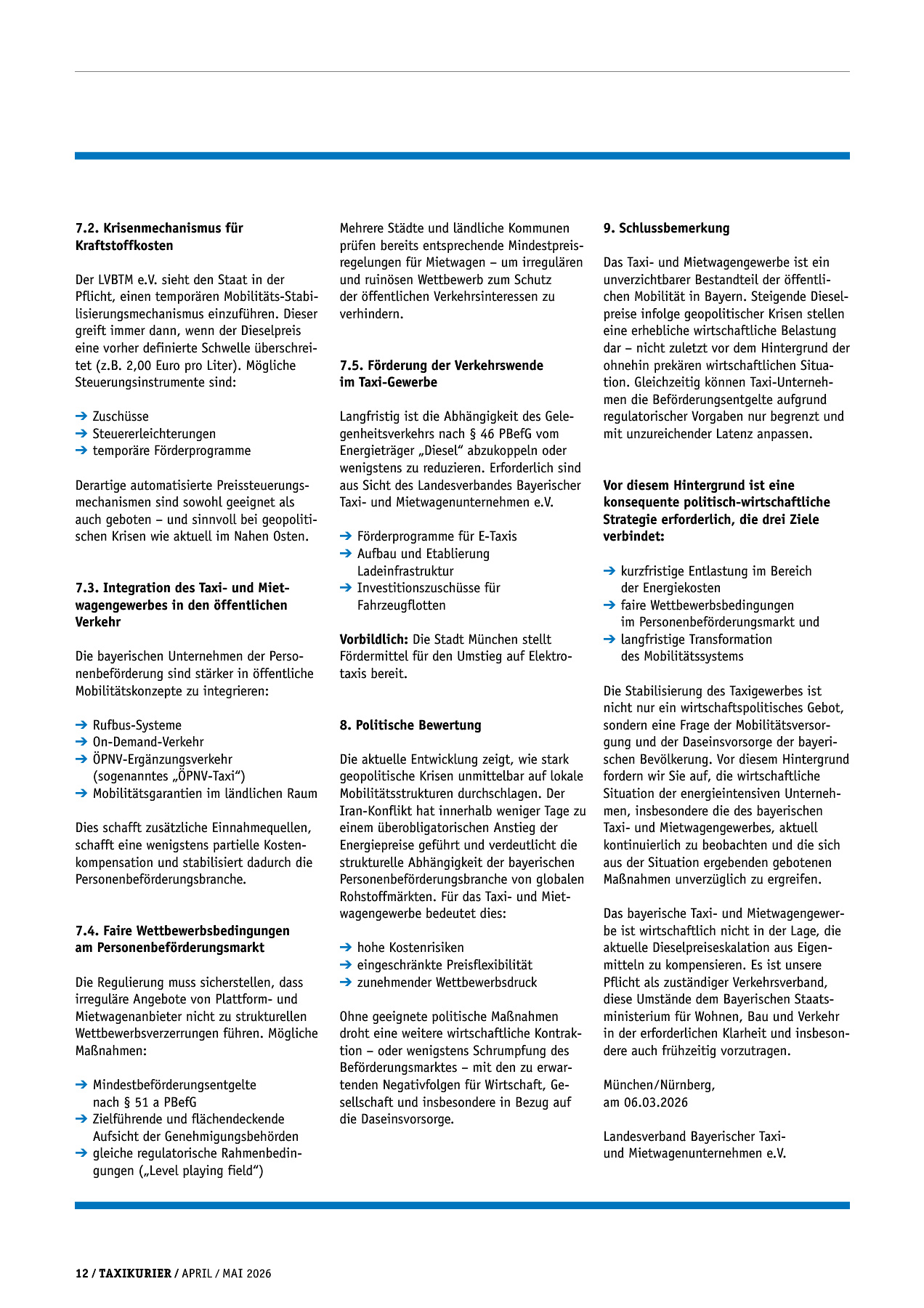 Originalseite 12 der Ausgabe Taxikurier April und Mai 2026
