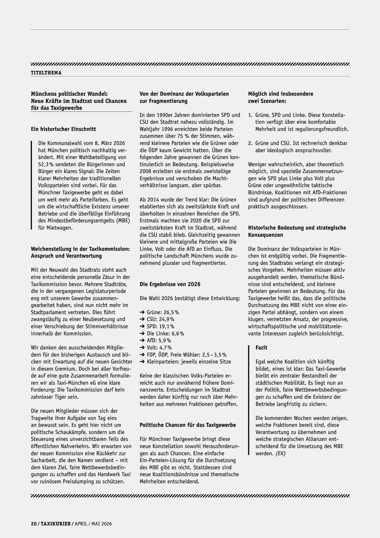 Originalseite 20 der Ausgabe Taxikurier April und Mai 2026