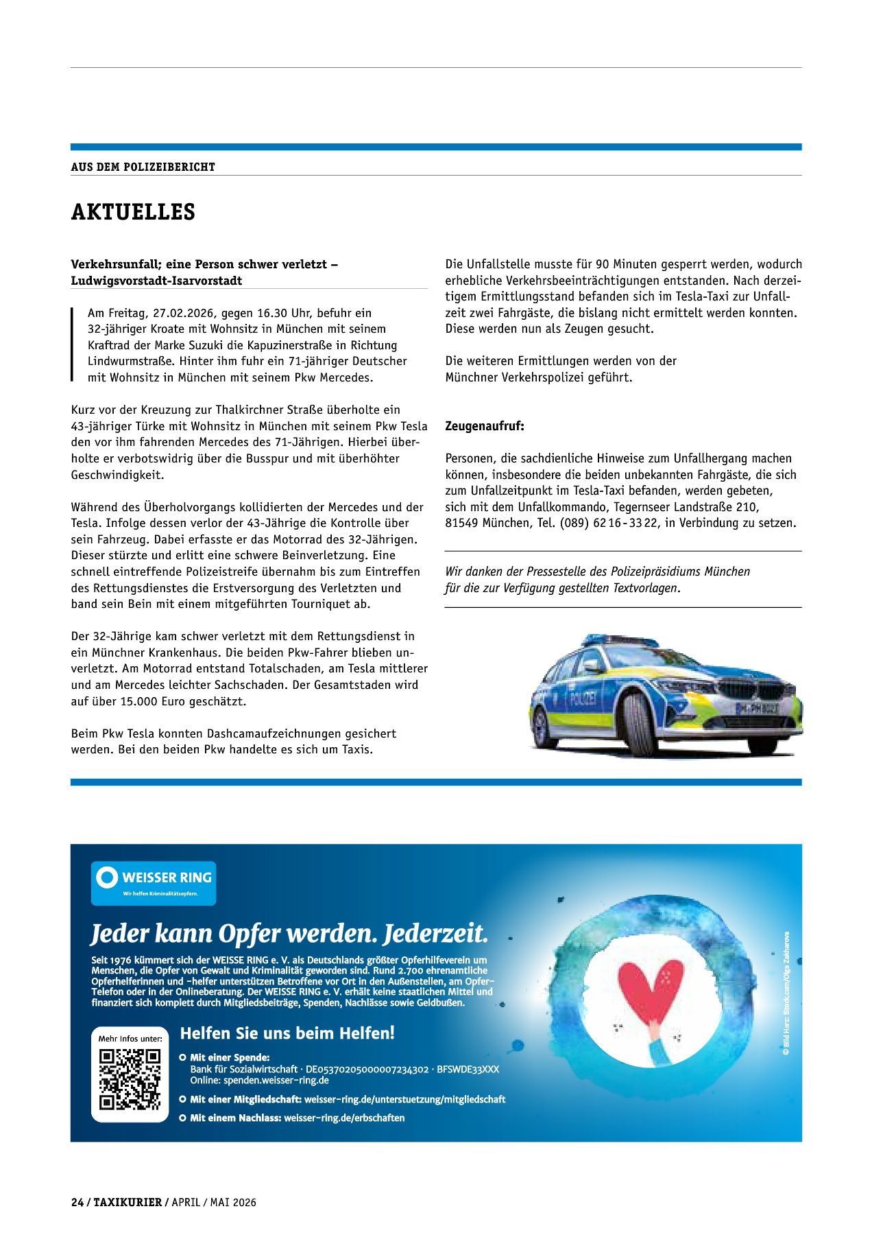 Originalseite 24 der Ausgabe Taxikurier April und Mai 2026