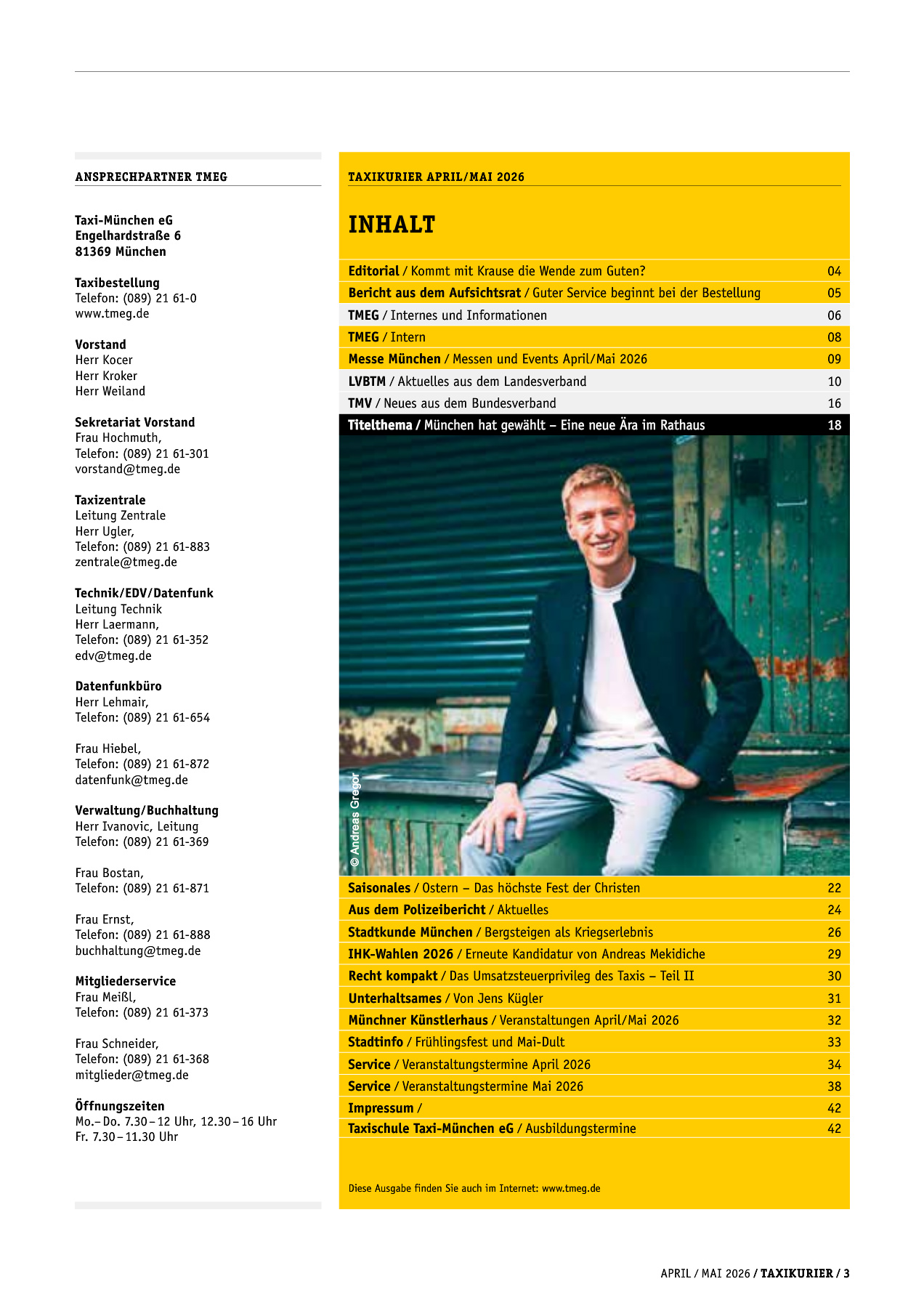 Originalseite 3 der Ausgabe Taxikurier April und Mai 2026