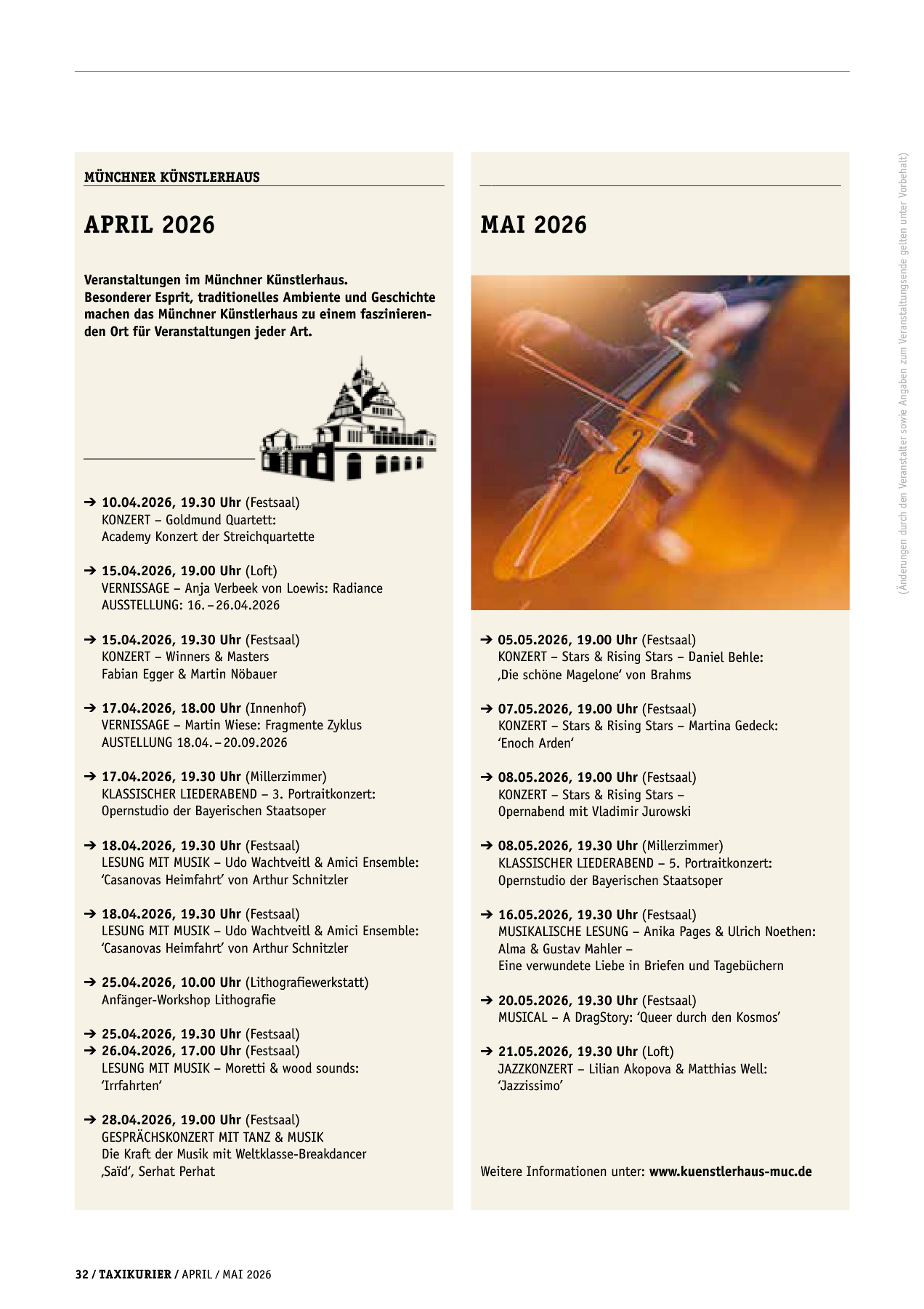 Originalseite 32 der Ausgabe Taxikurier April und Mai 2026