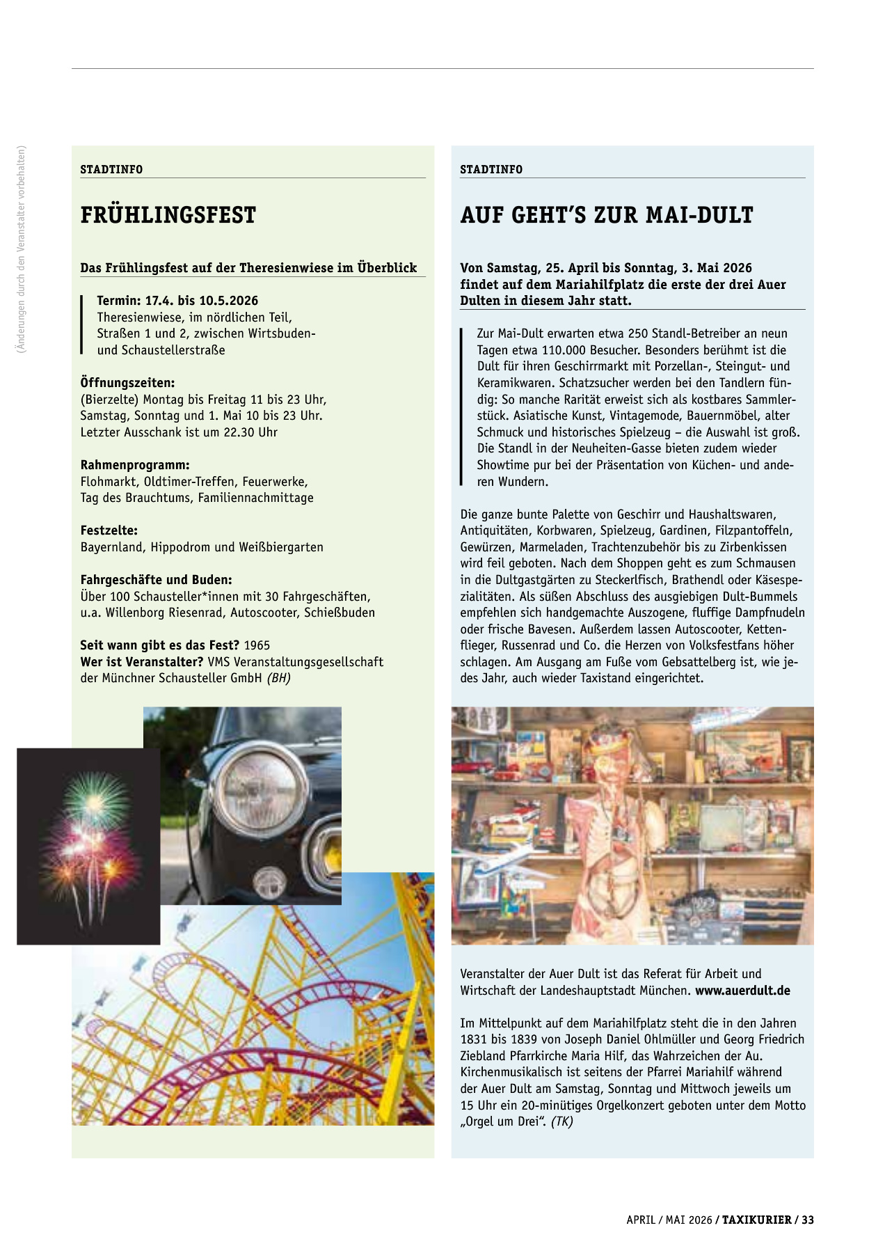 Originalseite 33 der Ausgabe Taxikurier April und Mai 2026