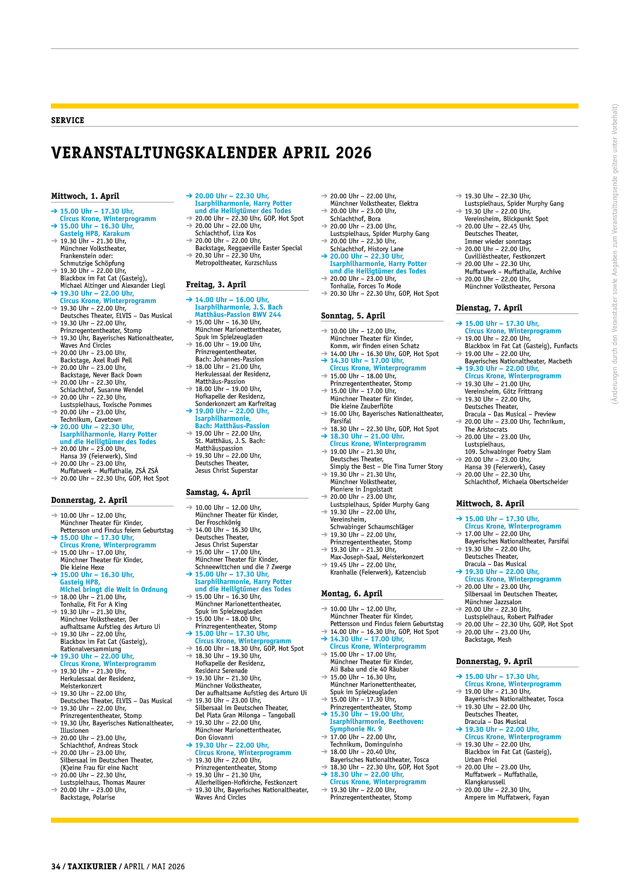 Originalseite 34 der Ausgabe Taxikurier April und Mai 2026