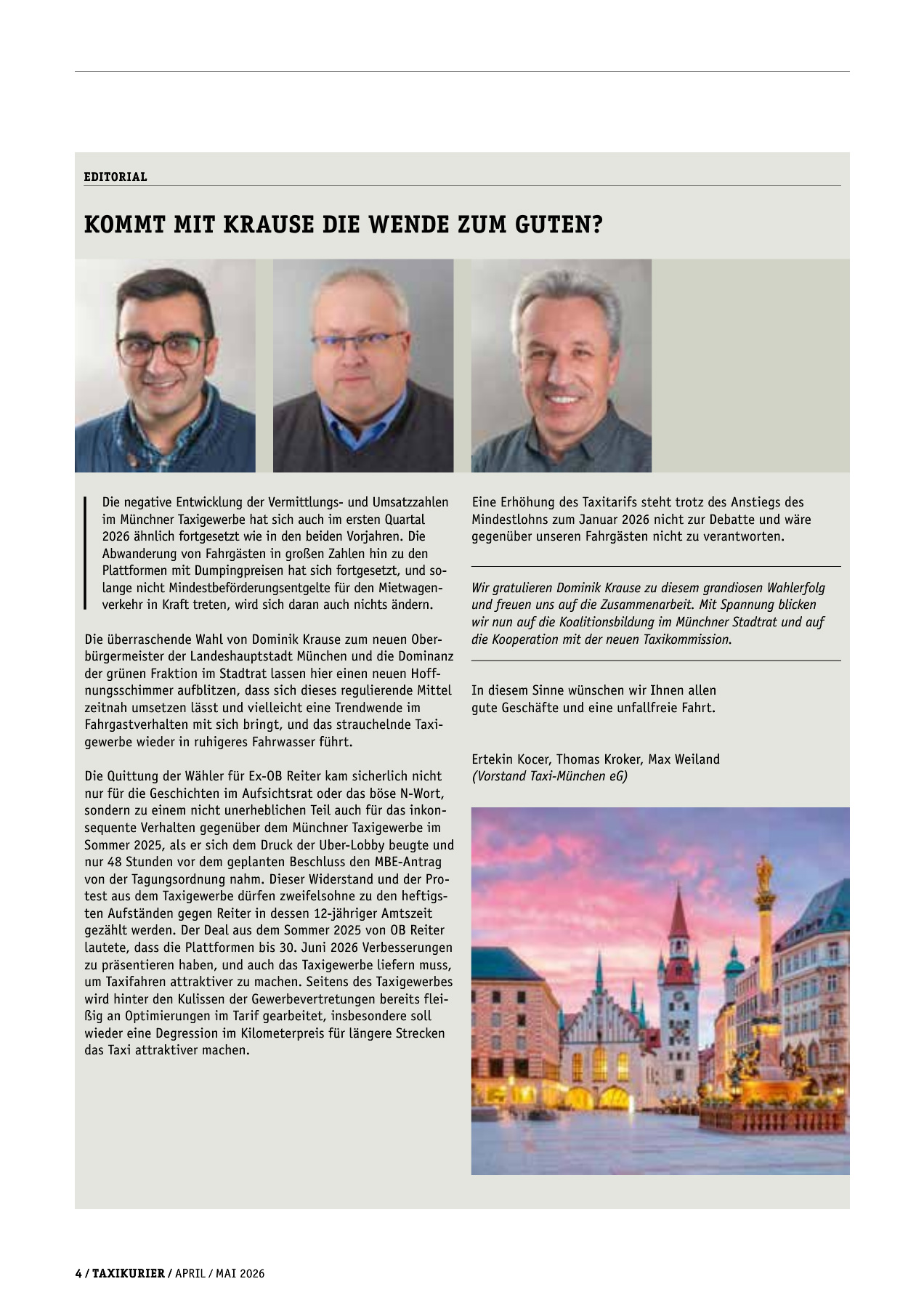 Originalseite 4 der Ausgabe Taxikurier April und Mai 2026