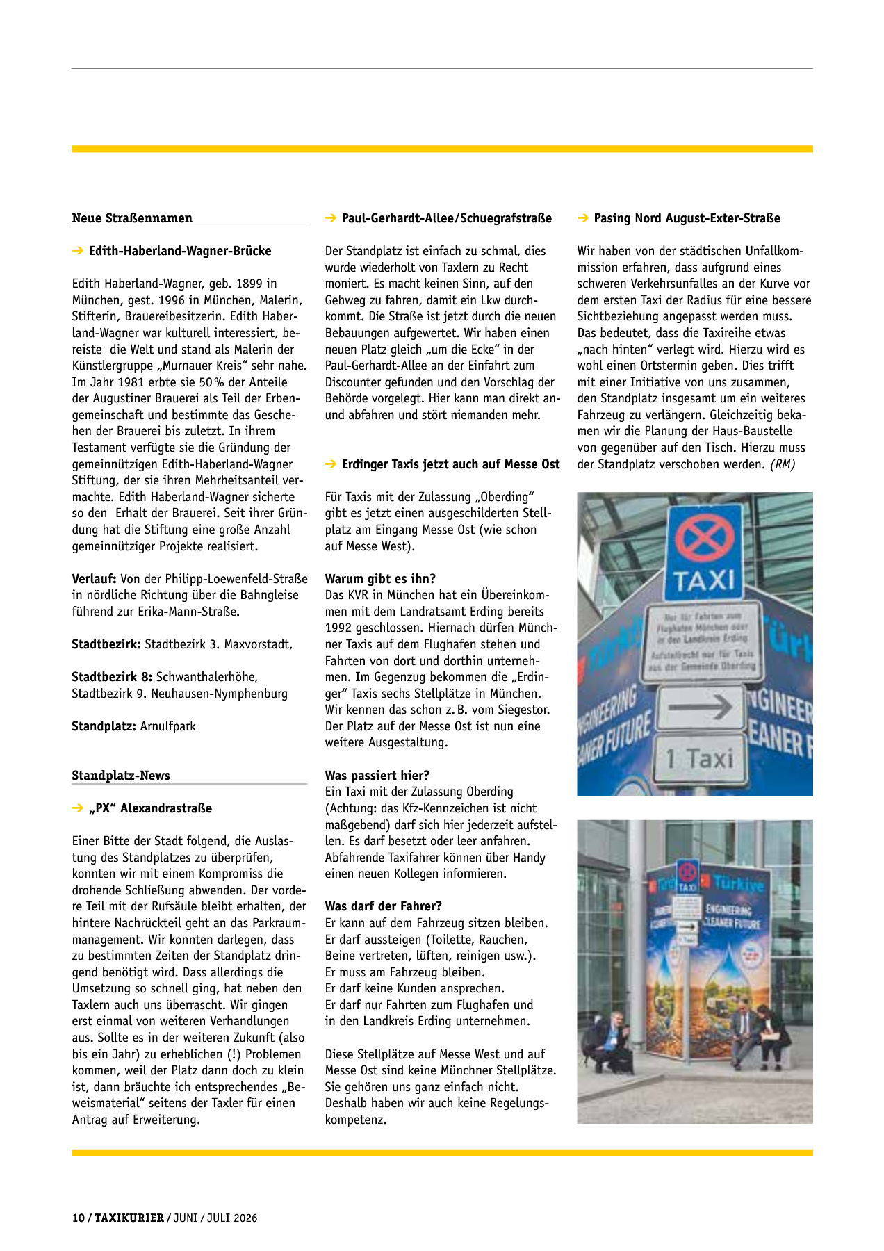 Originalseite 10 der Ausgabe Taxikurier Juni und Juli 2026