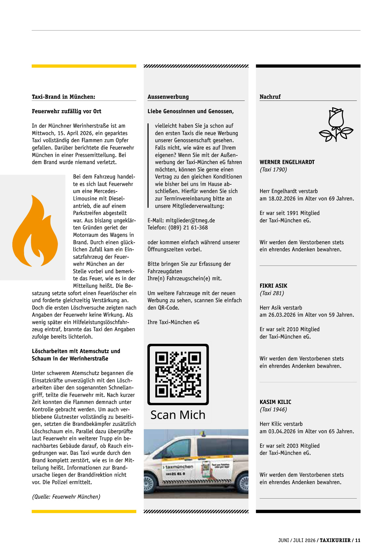 Originalseite 11 der Ausgabe Taxikurier Juni und Juli 2026