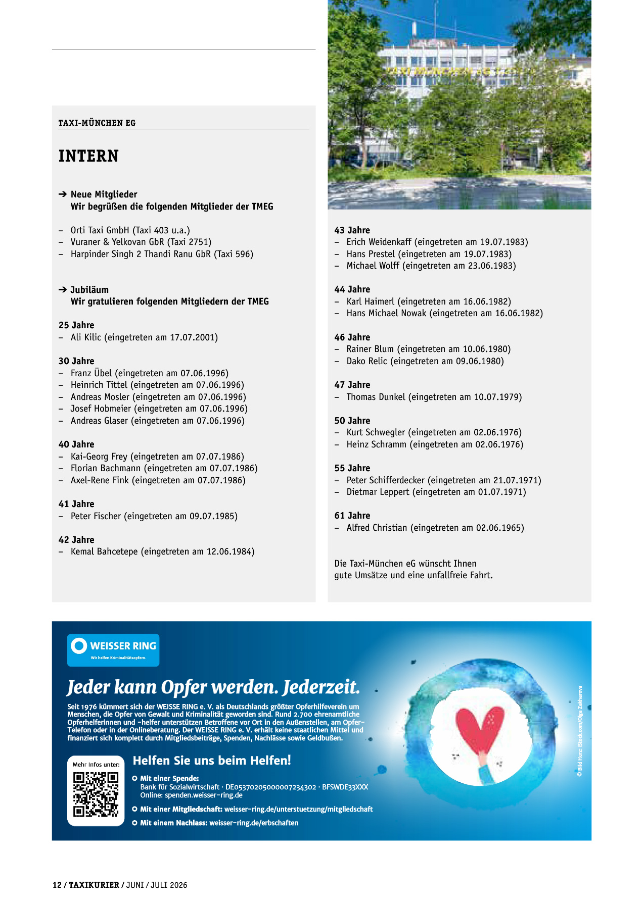 Originalseite 12 der Ausgabe Taxikurier Juni und Juli 2026