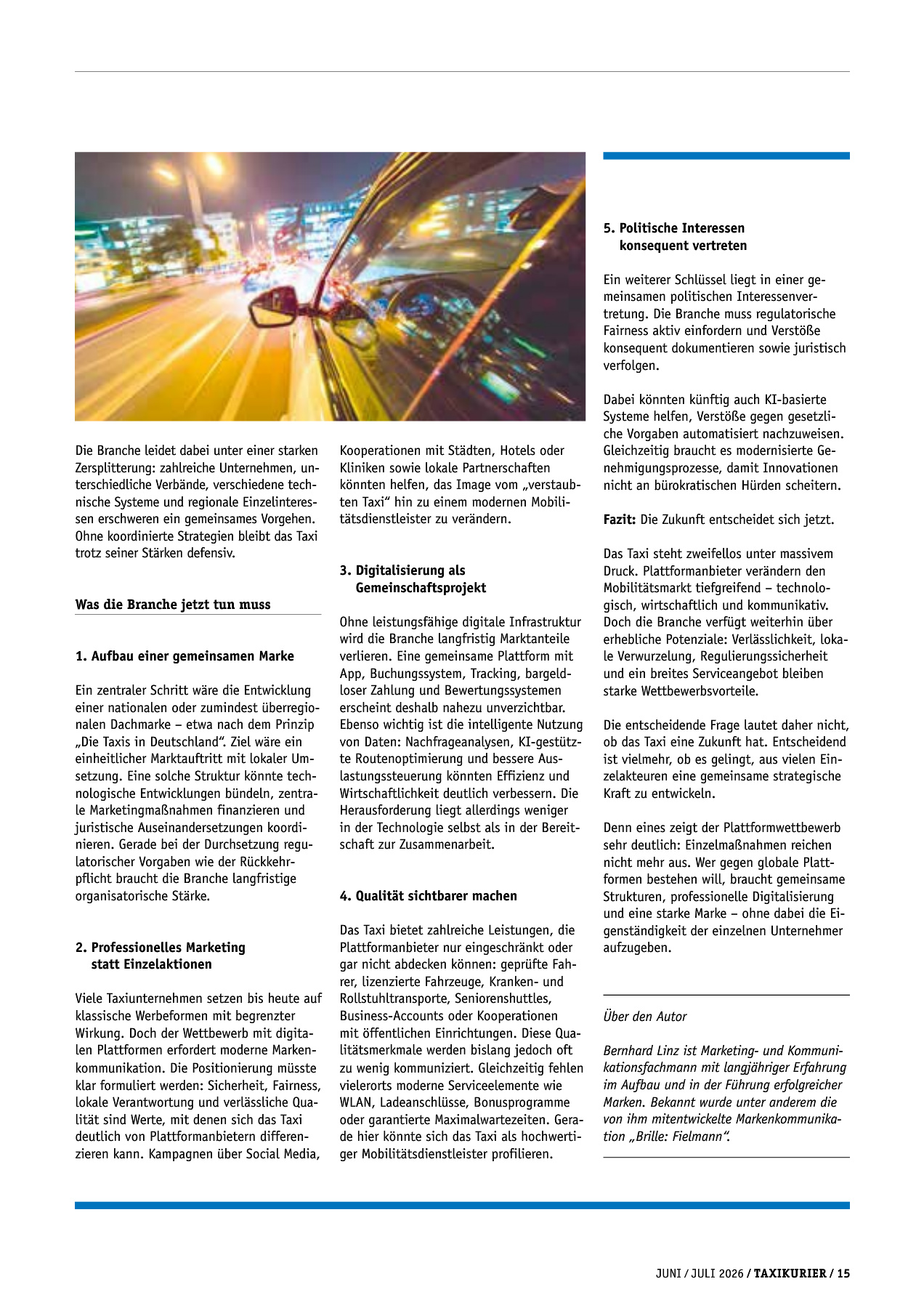 Originalseite 15 der Ausgabe Taxikurier Juni und Juli 2026