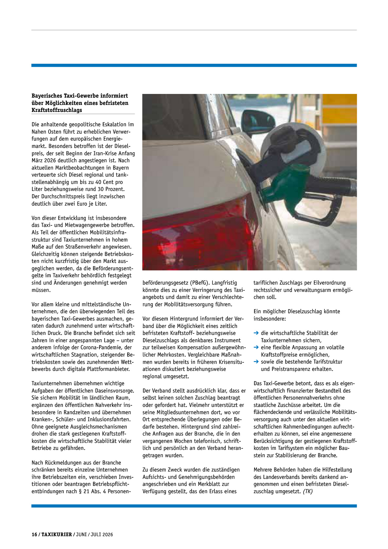 Originalseite 16 der Ausgabe Taxikurier Juni und Juli 2026