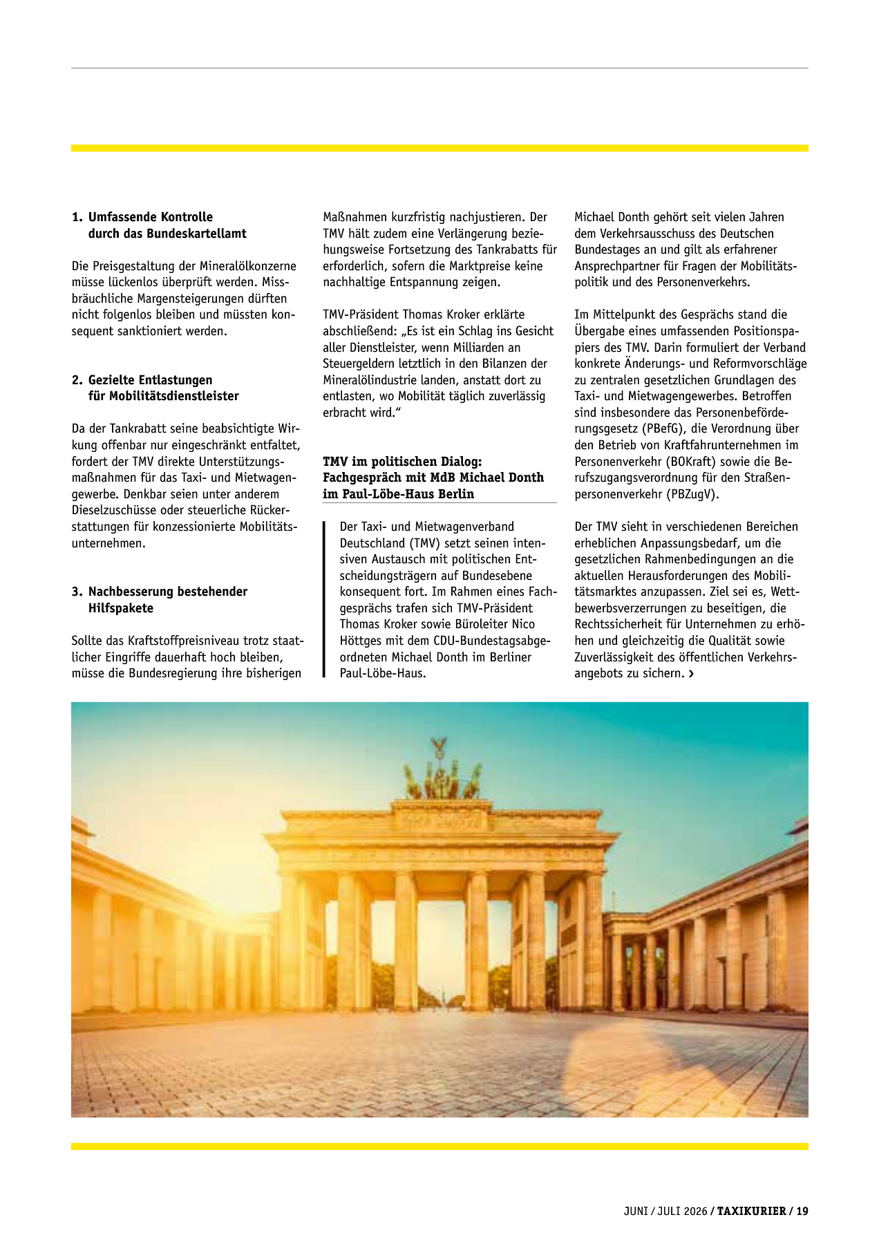 Originalseite 19 der Ausgabe Taxikurier Juni und Juli 2026