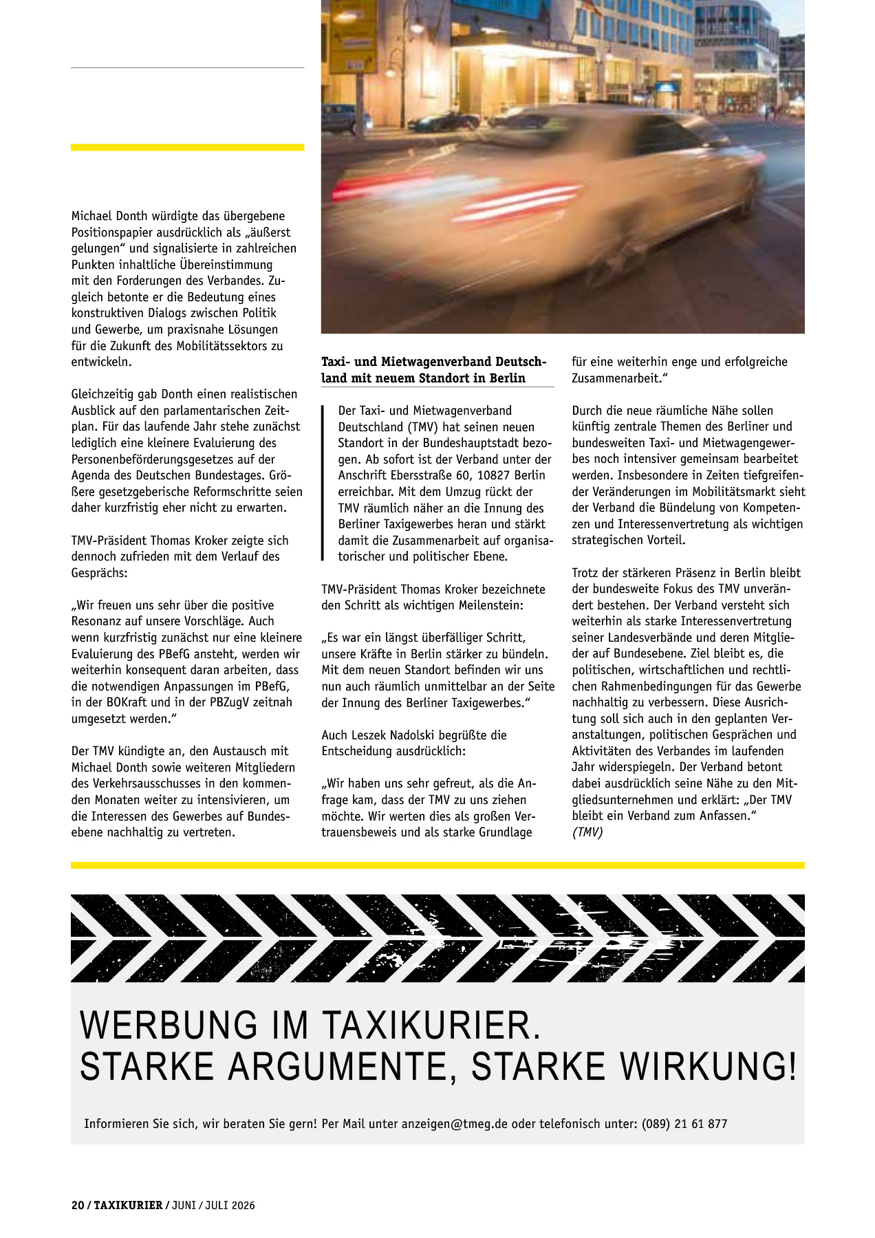 Originalseite 20 der Ausgabe Taxikurier Juni und Juli 2026