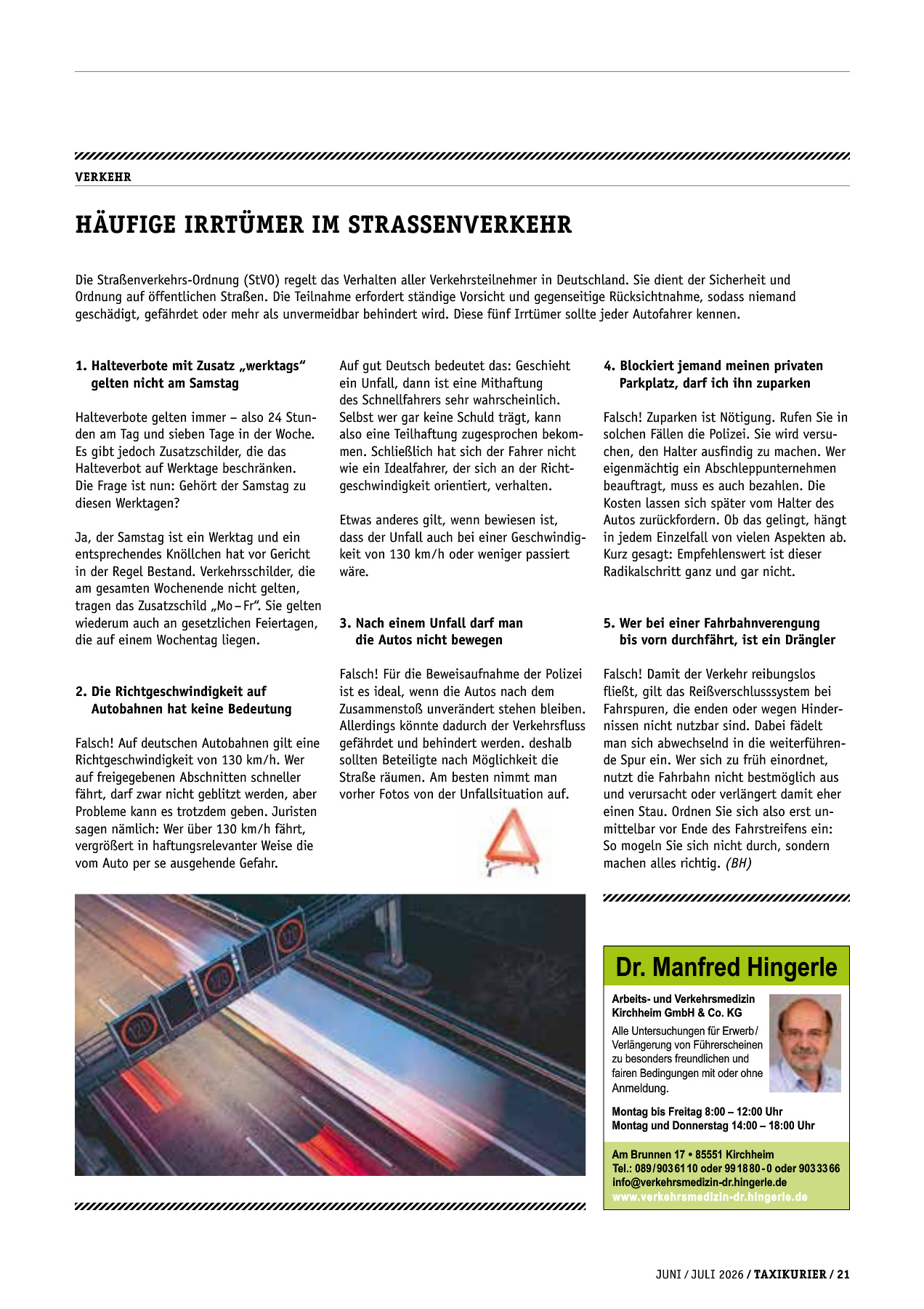 Originalseite 21 der Ausgabe Taxikurier Juni und Juli 2026