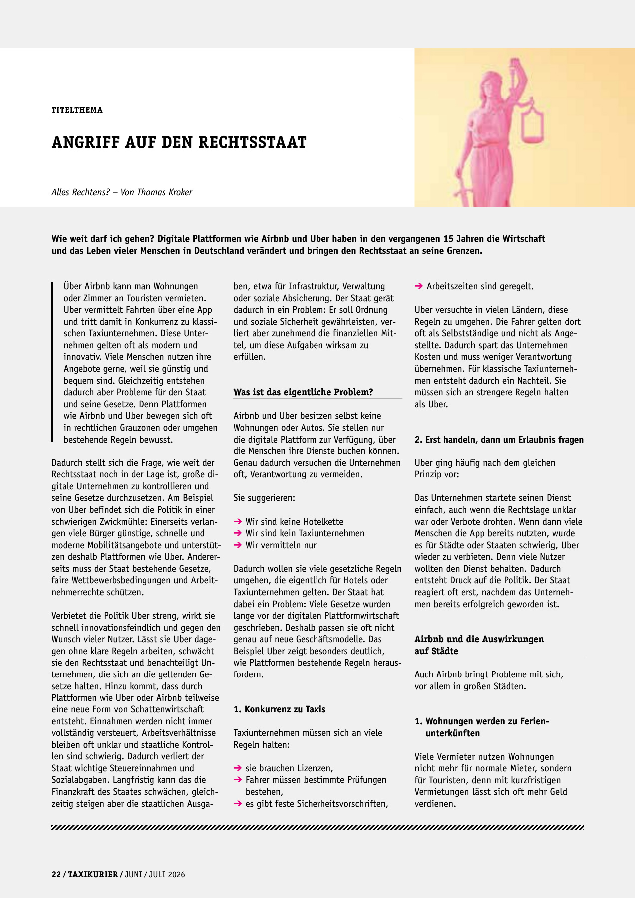 Originalseite 22 der Ausgabe Taxikurier Juni und Juli 2026