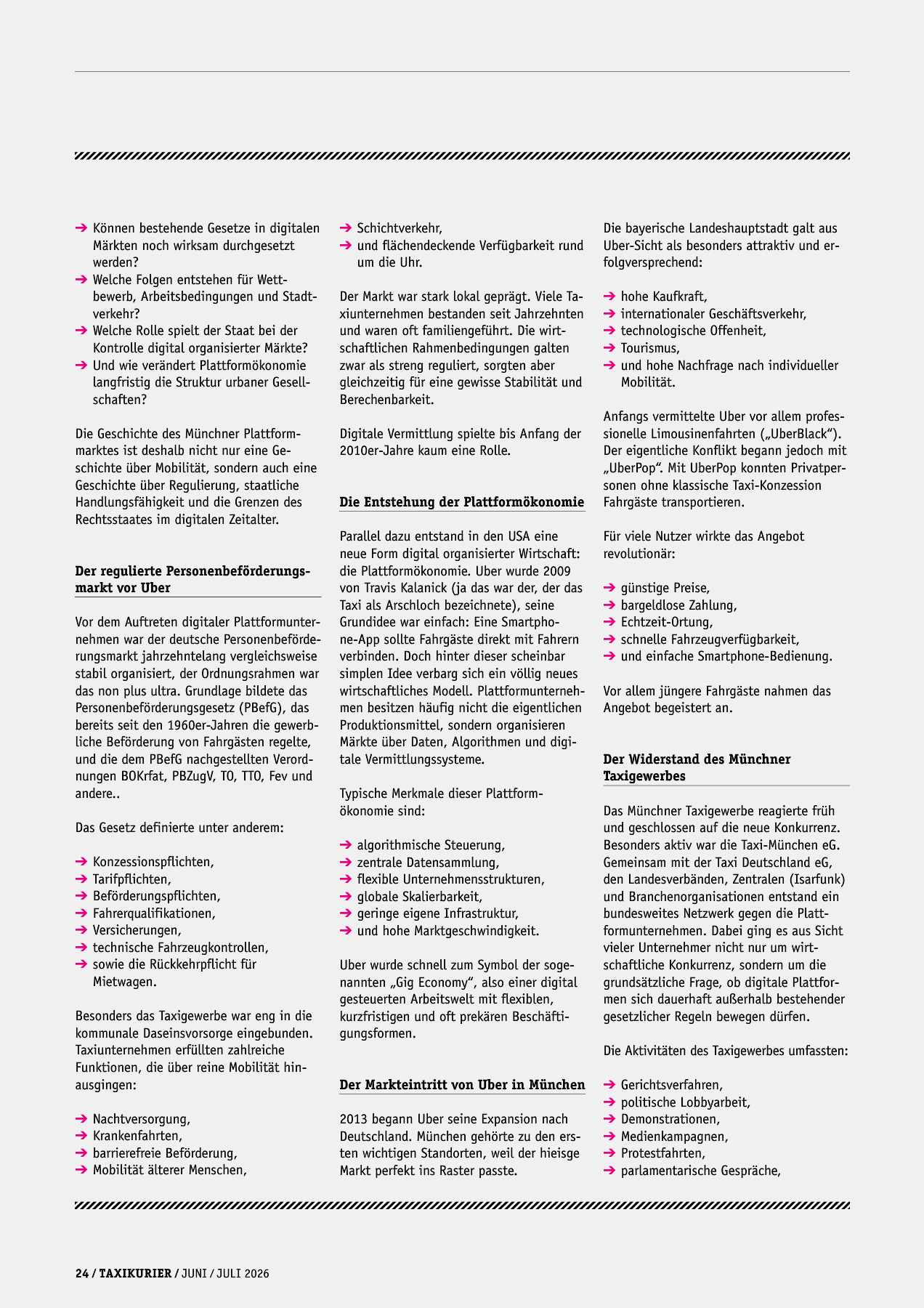 Originalseite 24 der Ausgabe Taxikurier Juni und Juli 2026