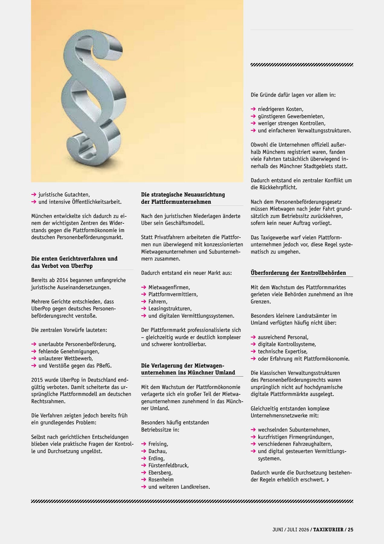 Originalseite 25 der Ausgabe Taxikurier Juni und Juli 2026