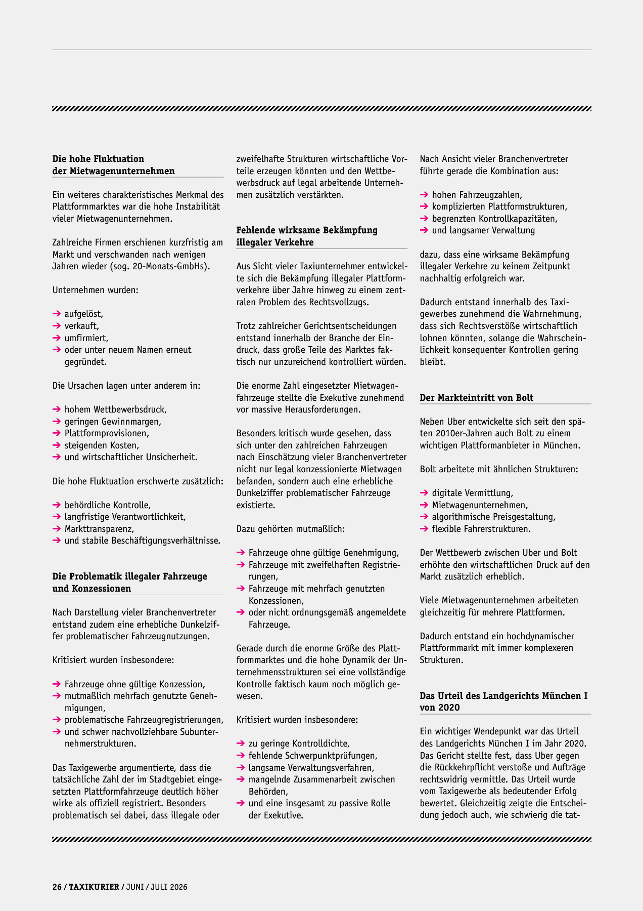 Originalseite 26 der Ausgabe Taxikurier Juni und Juli 2026