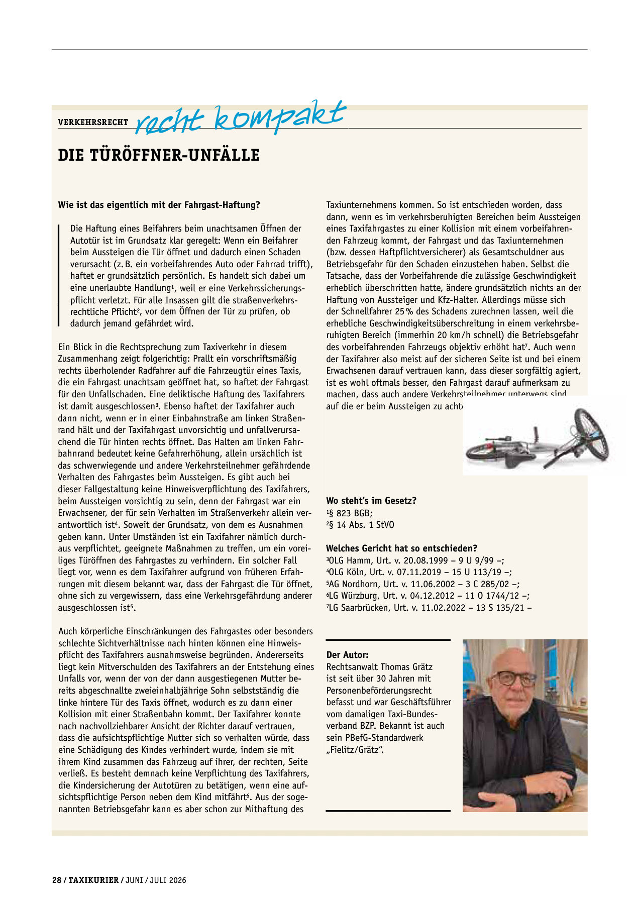 Originalseite 28 der Ausgabe Taxikurier Juni und Juli 2026