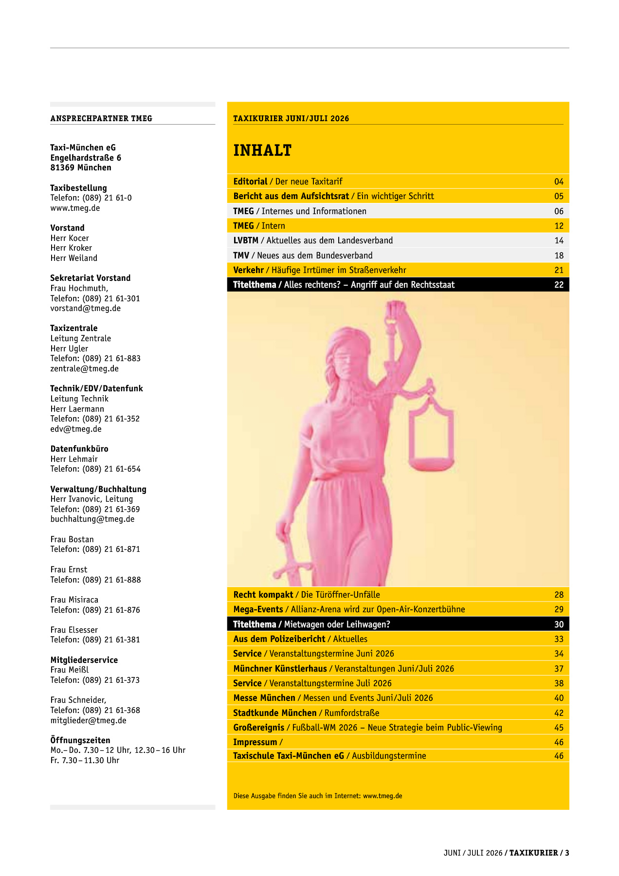 Originalseite 3 der Ausgabe Taxikurier Juni und Juli 2026