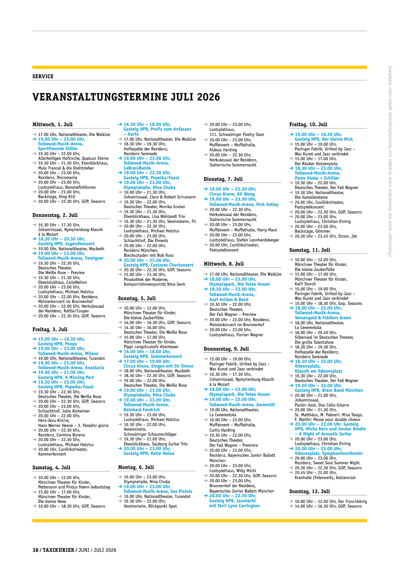 Originalseite 38 der Ausgabe Taxikurier Juni und Juli 2026