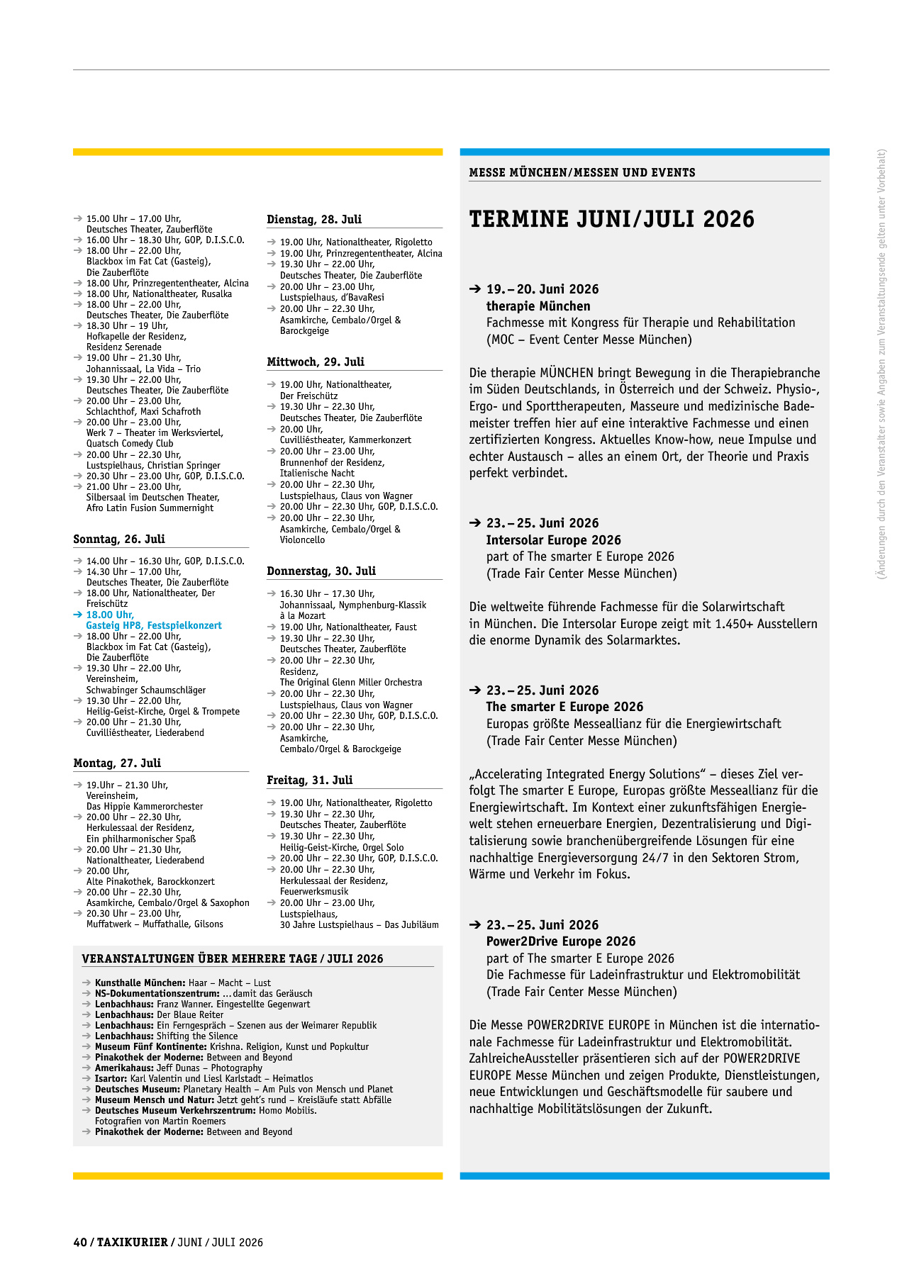Originalseite 40 der Ausgabe Taxikurier Juni und Juli 2026