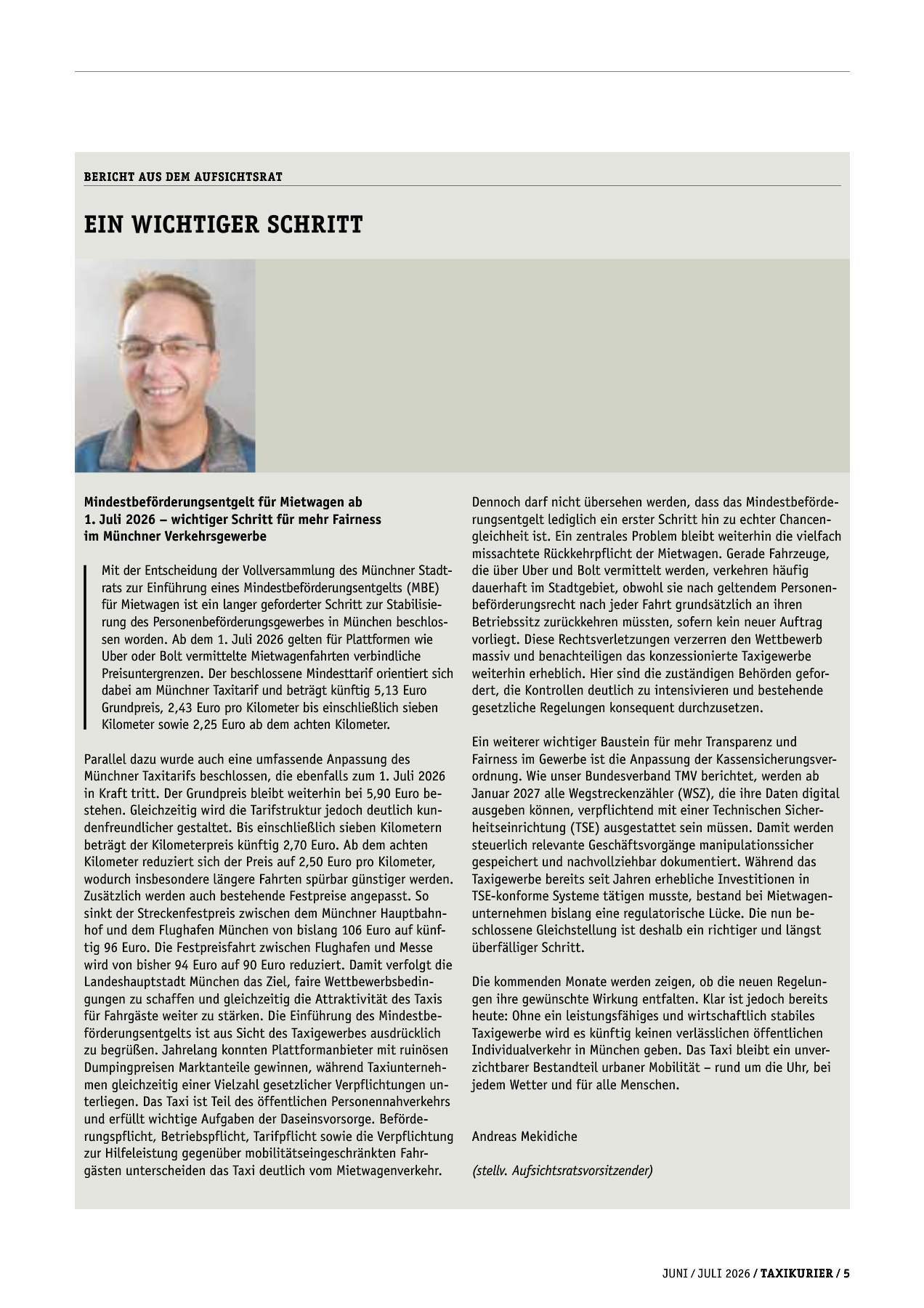 Originalseite 5 der Ausgabe Taxikurier Juni und Juli 2026