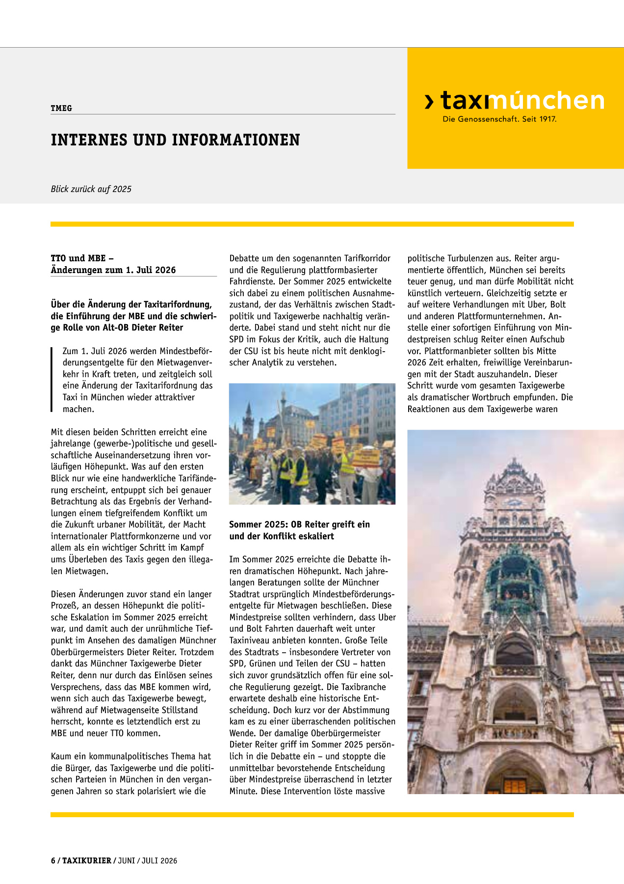 Originalseite 6 der Ausgabe Taxikurier Juni und Juli 2026