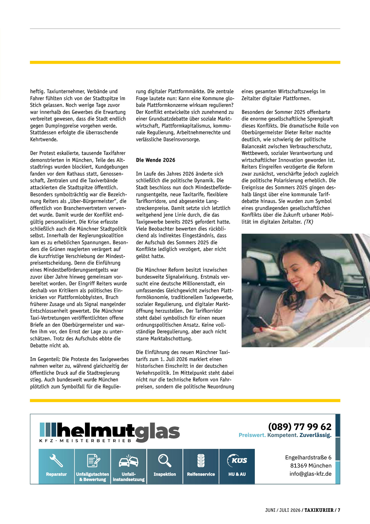 Originalseite 7 der Ausgabe Taxikurier Juni und Juli 2026