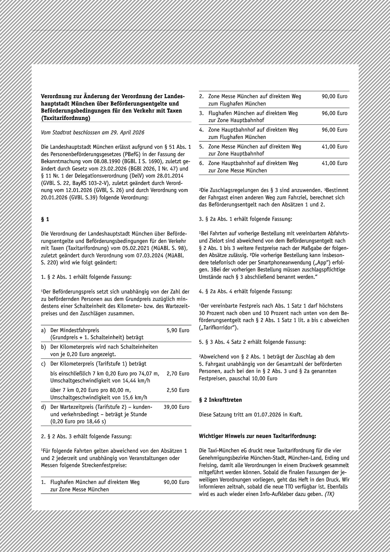 Originalseite 8 der Ausgabe Taxikurier Juni und Juli 2026
