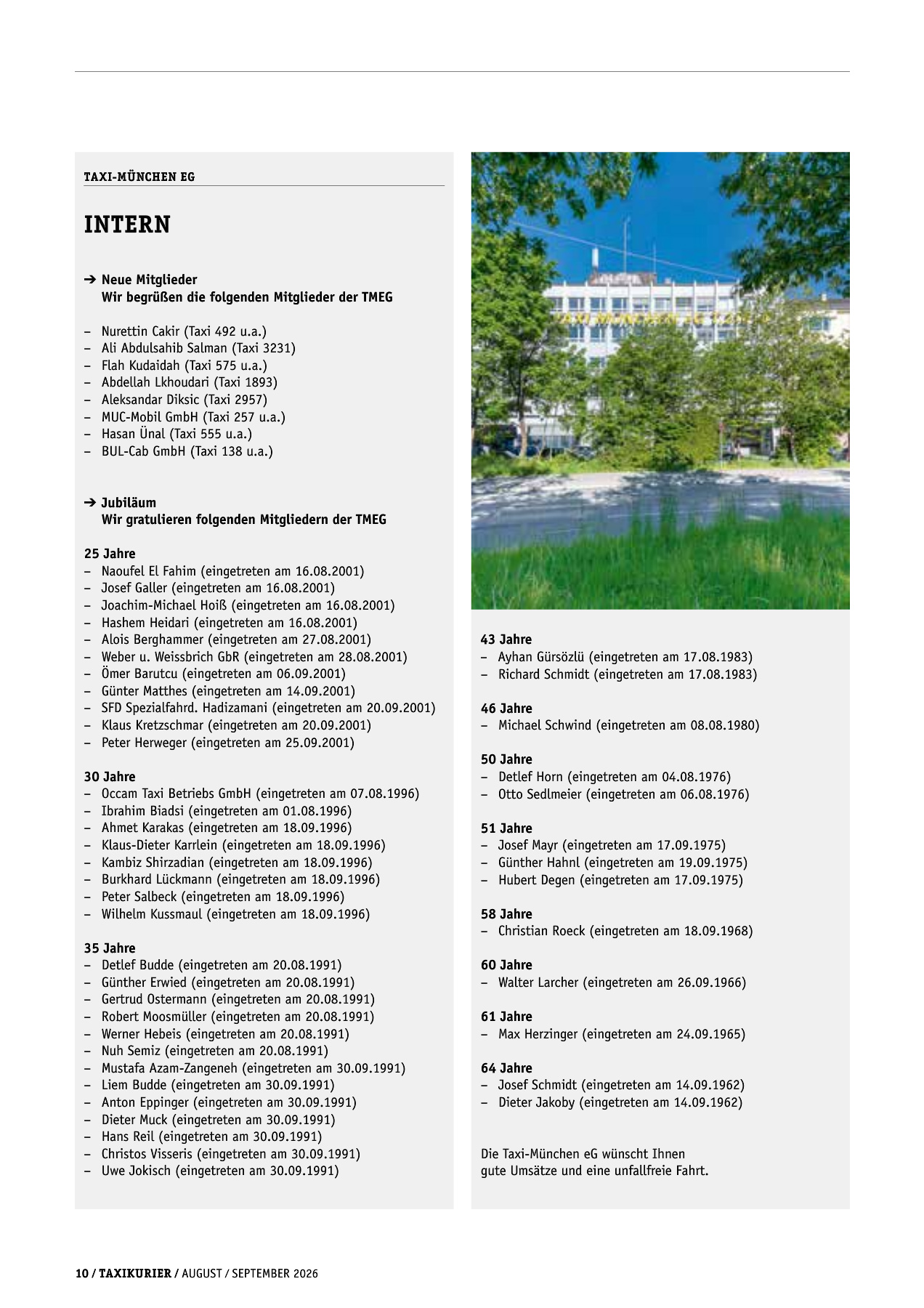 Originalseite 10 der Ausgabe Taxikurier August und September 2026