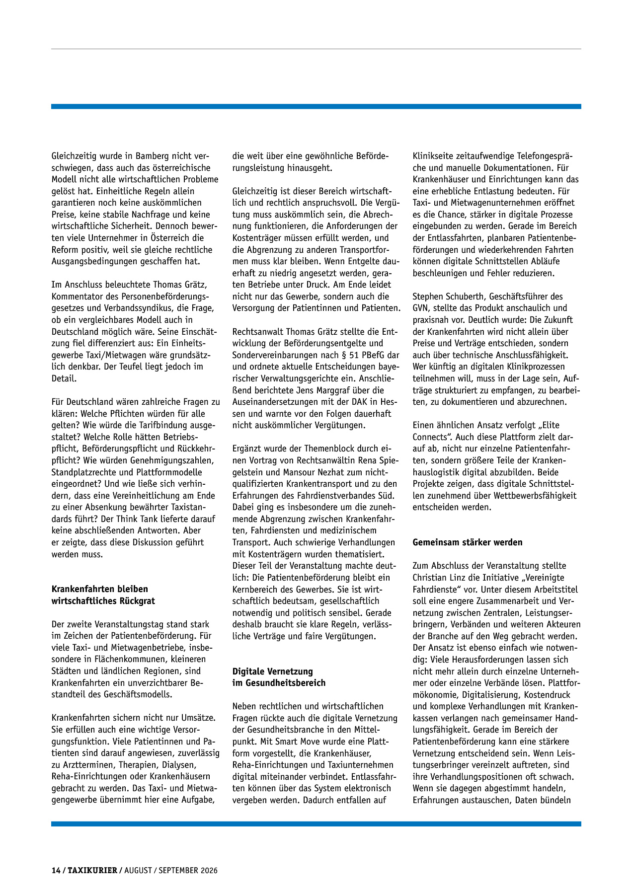 Originalseite 14 der Ausgabe Taxikurier August und September 2026