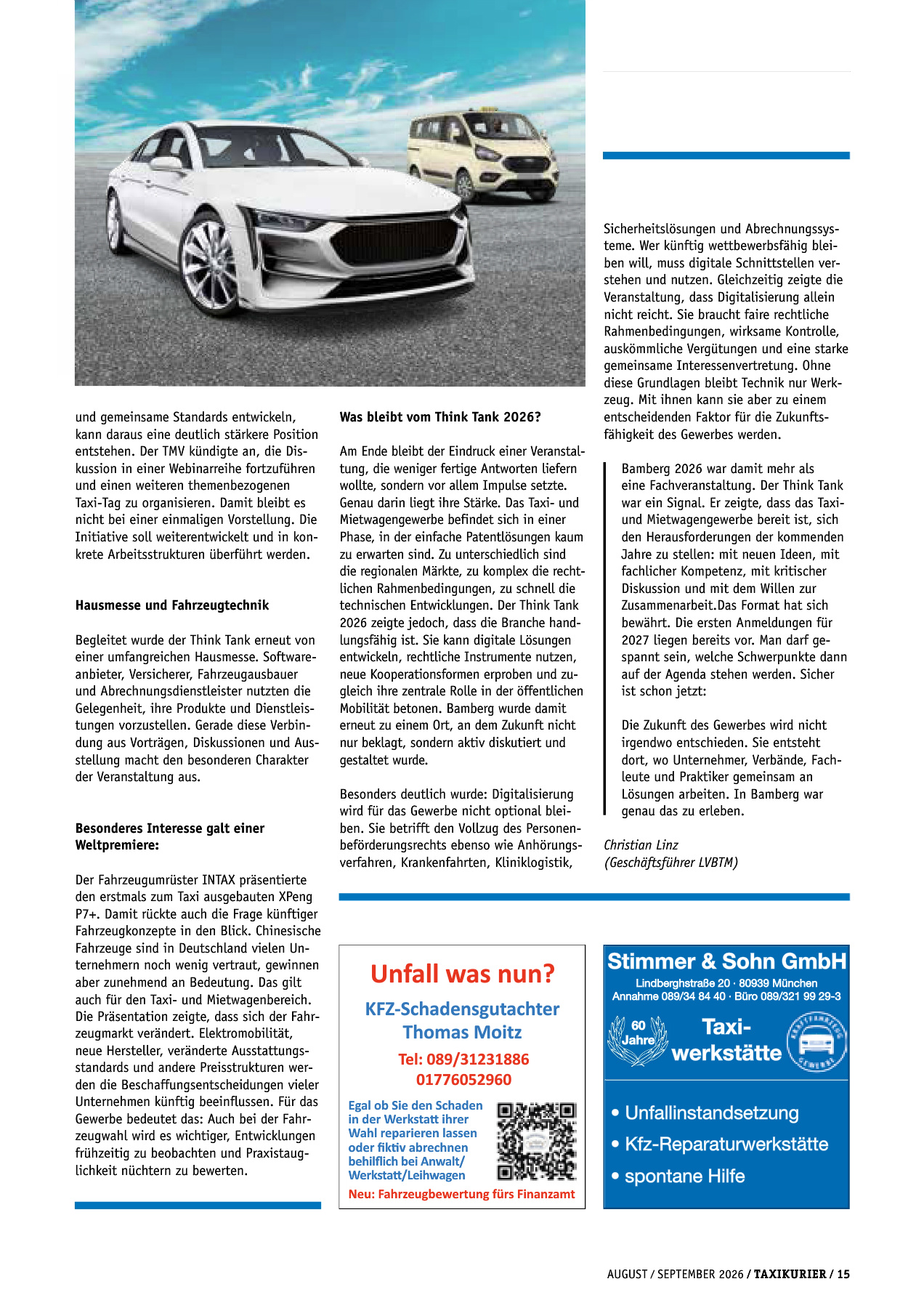 Originalseite 15 der Ausgabe Taxikurier August und September 2026
