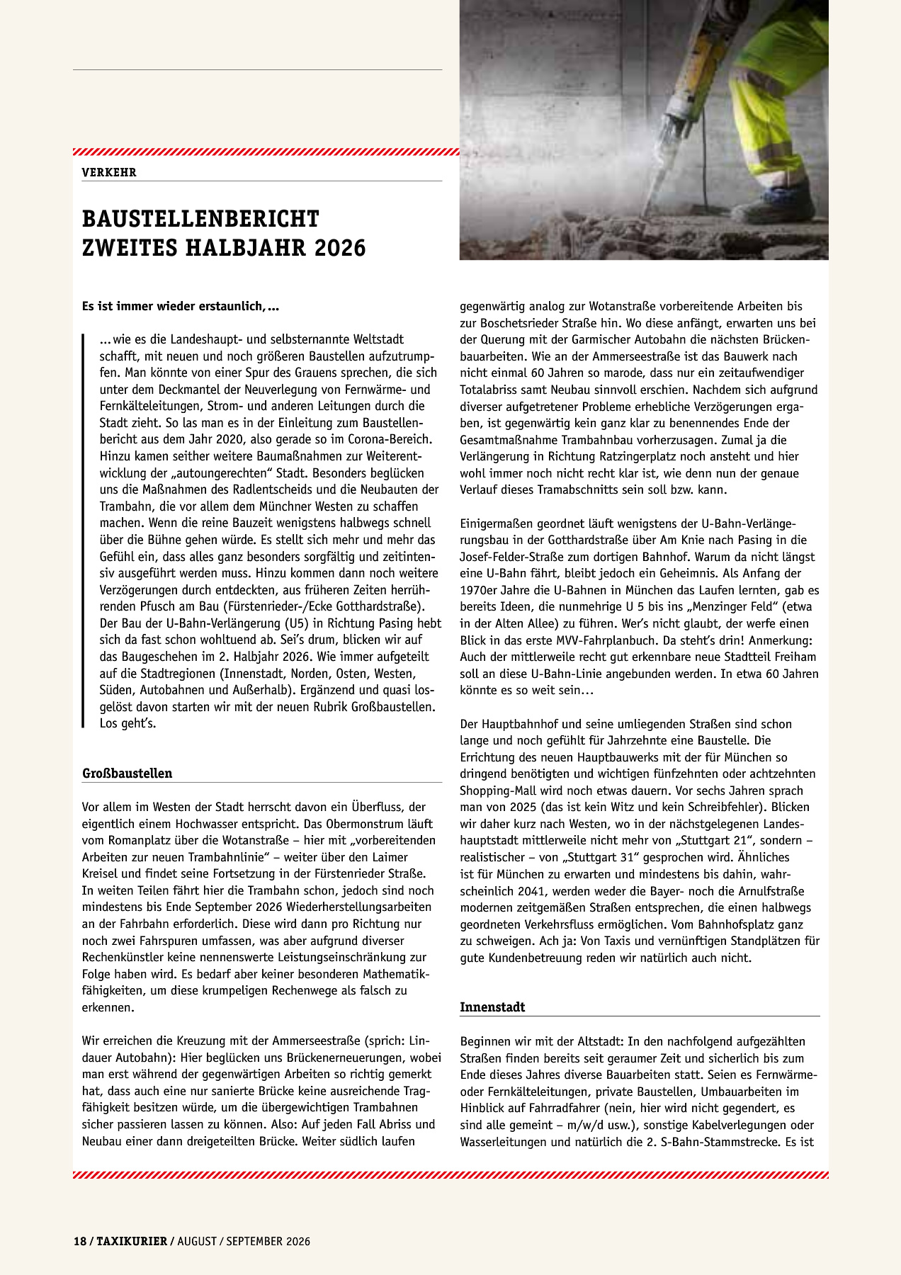 Originalseite 18 der Ausgabe Taxikurier August und September 2026