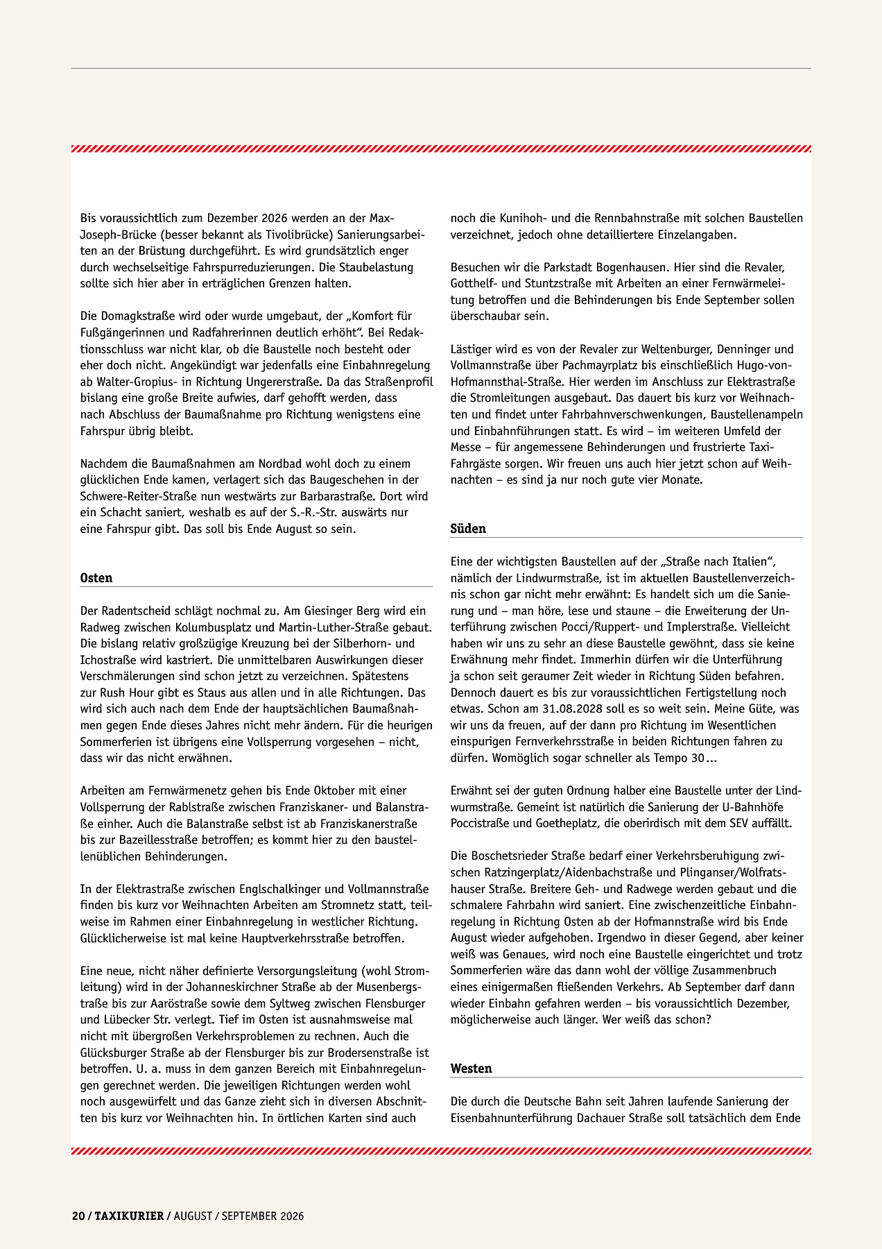 Originalseite 20 der Ausgabe Taxikurier August und September 2026