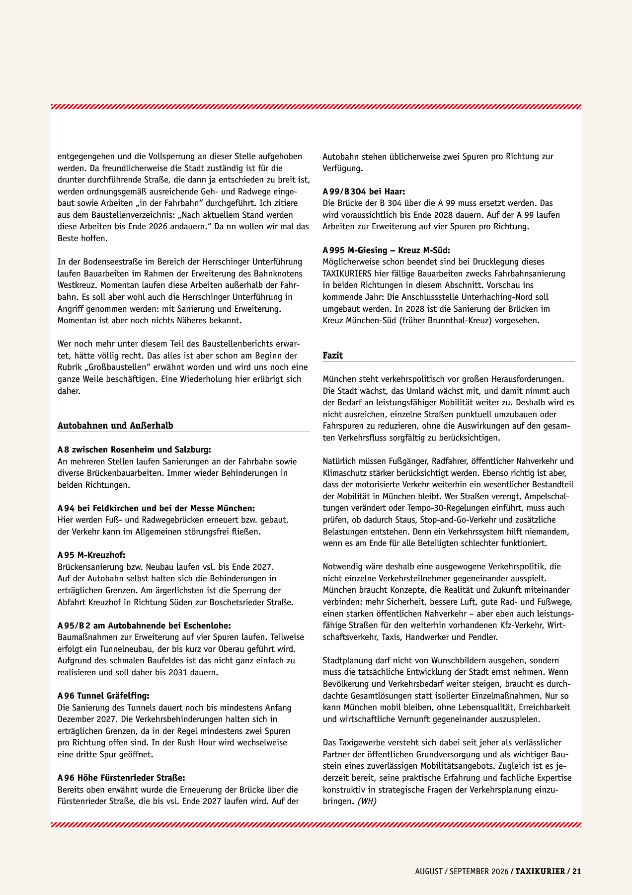 Originalseite 21 der Ausgabe Taxikurier August und September 2026