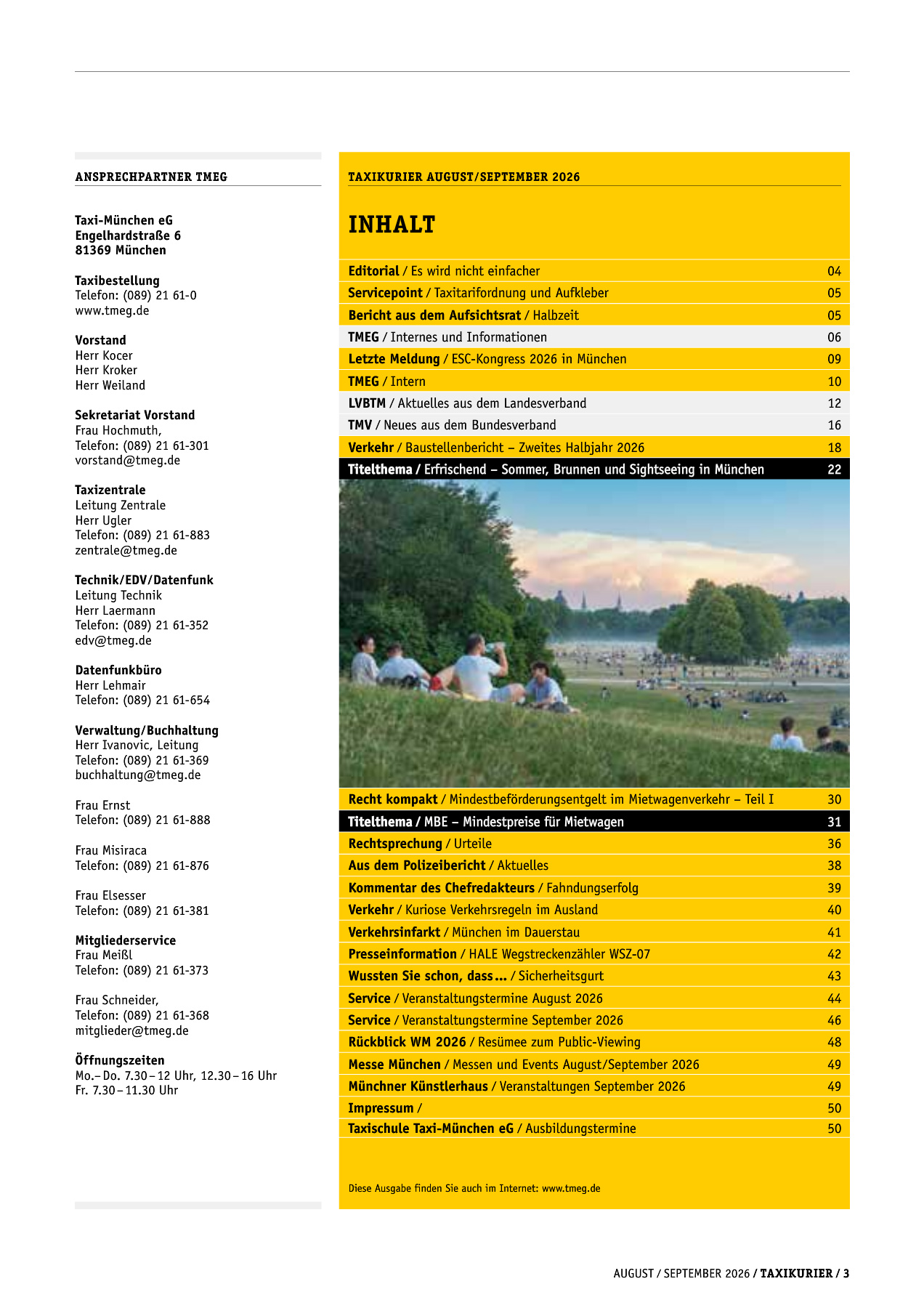 Originalseite 3 der Ausgabe Taxikurier August und September 2026