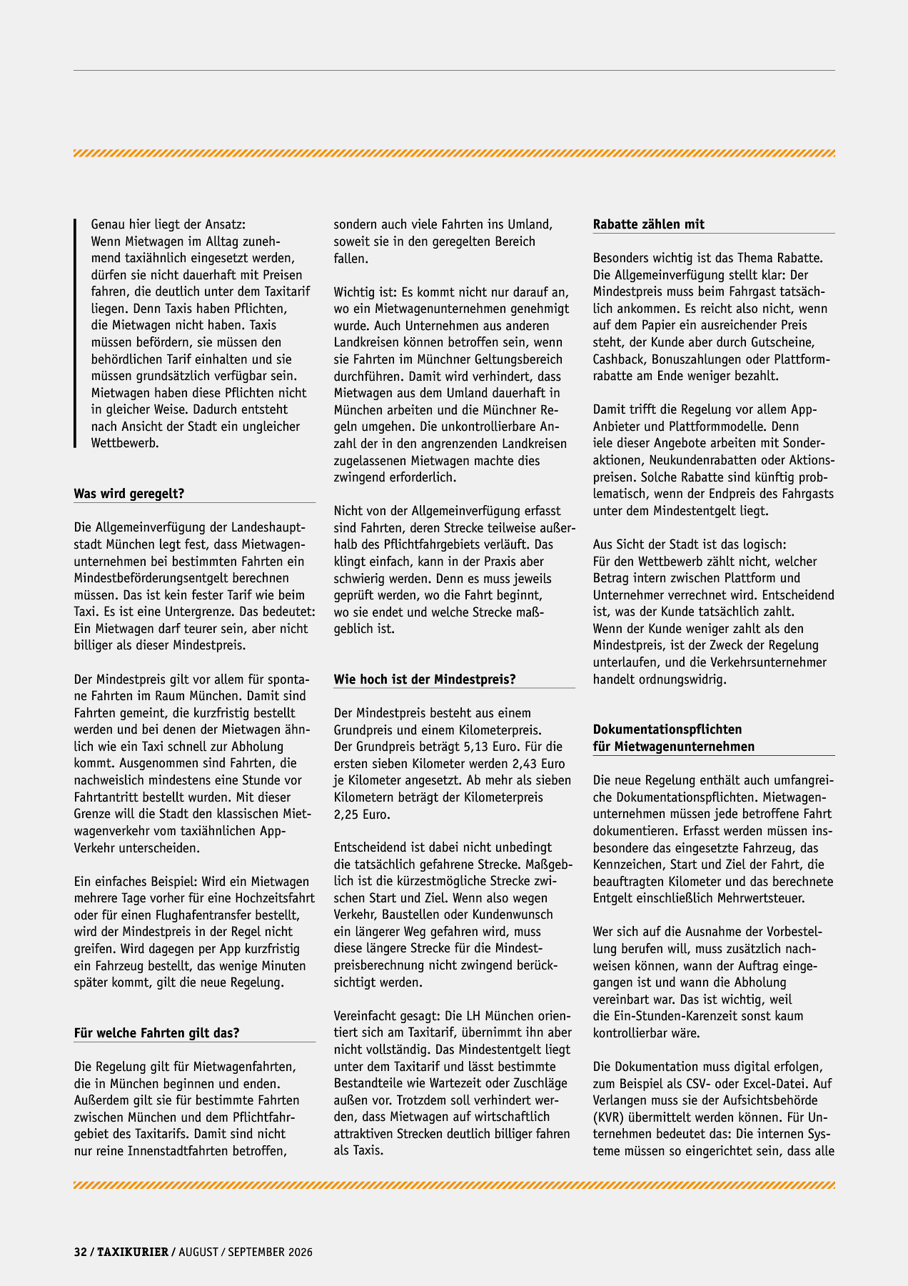 Originalseite 32 der Ausgabe Taxikurier August und September 2026
