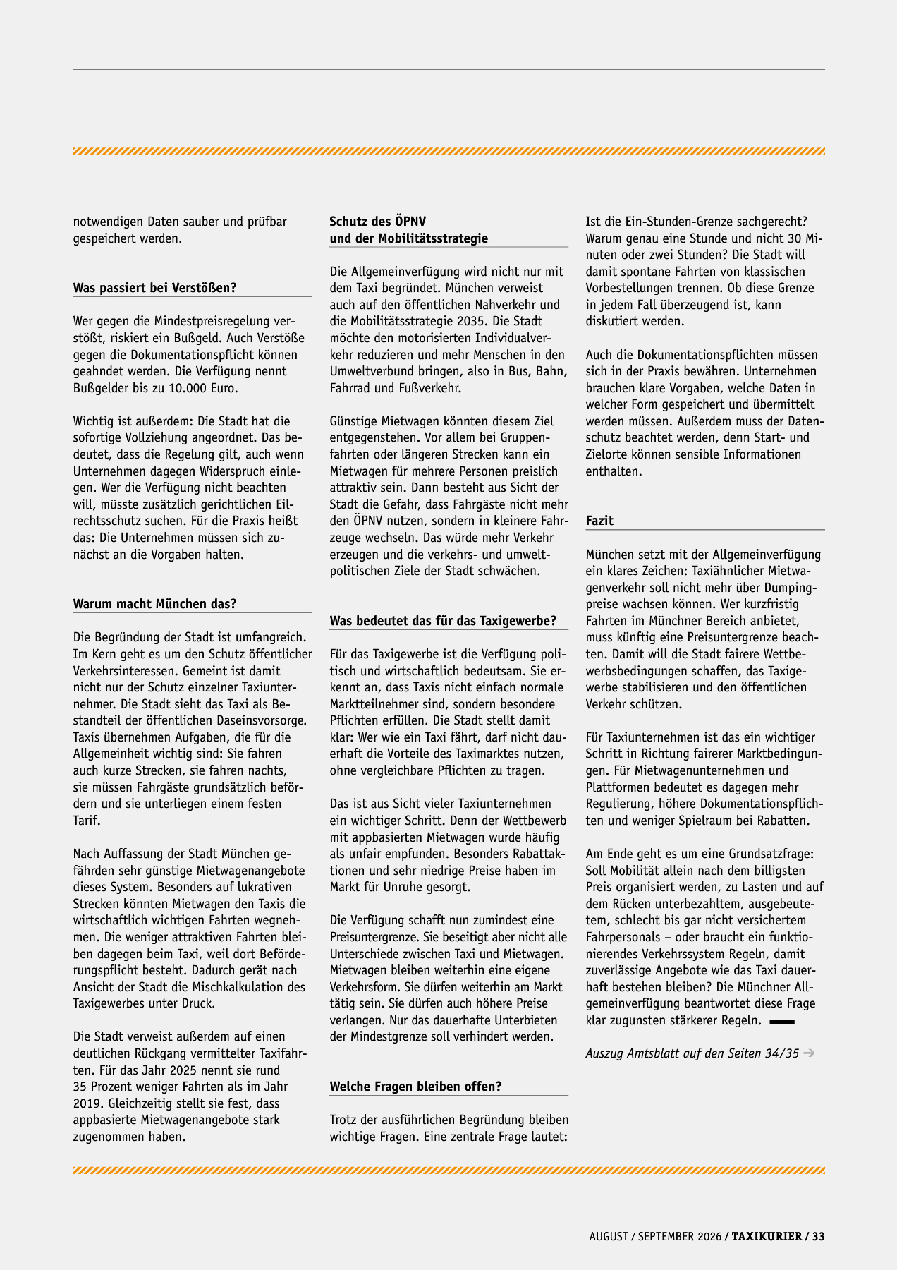 Originalseite 33 der Ausgabe Taxikurier August und September 2026