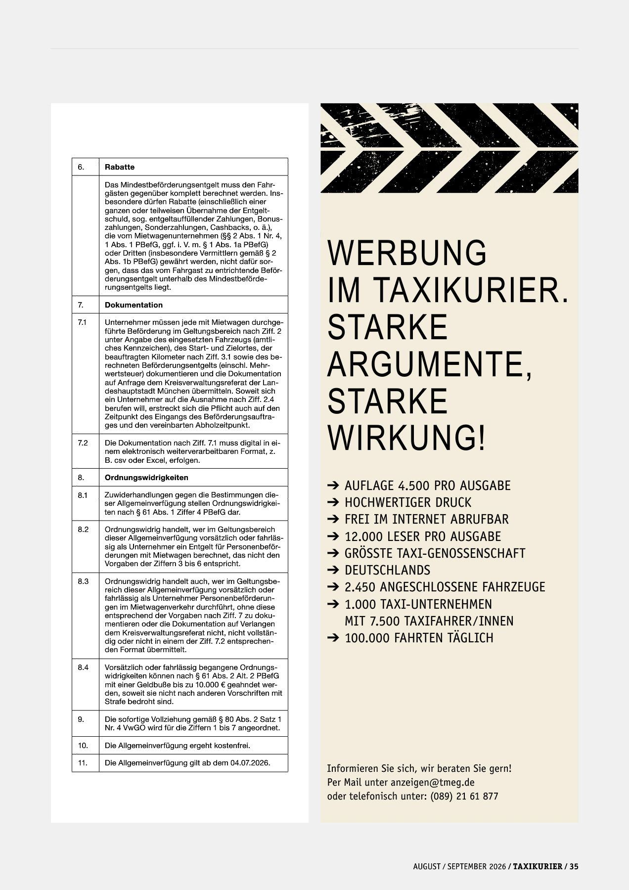 Originalseite 35 der Ausgabe Taxikurier August und September 2026