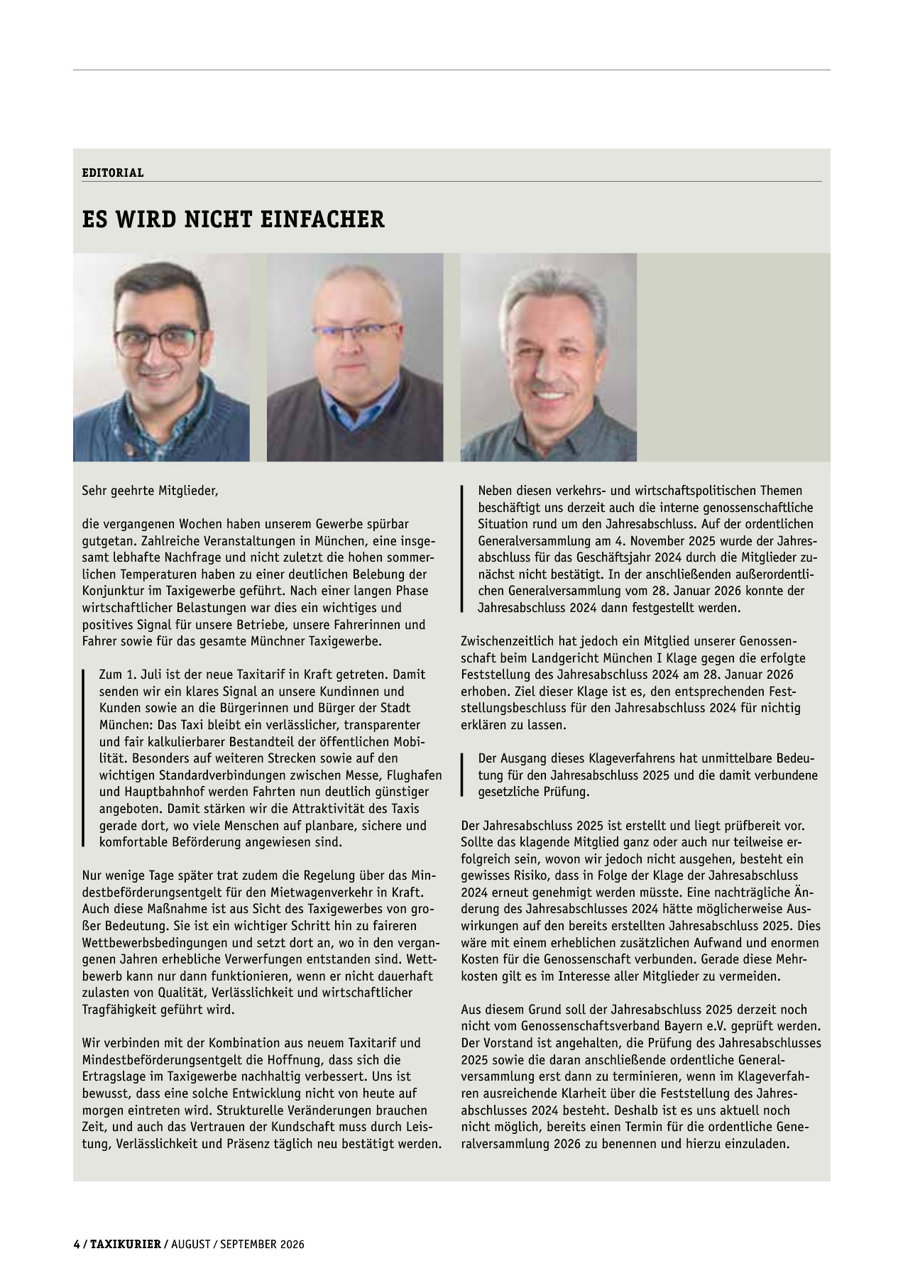 Originalseite 4 der Ausgabe Taxikurier August und September 2026