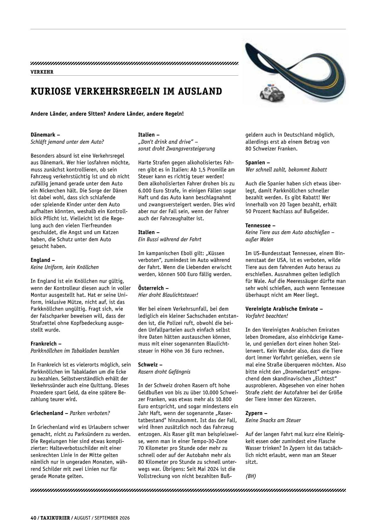 Originalseite 40 der Ausgabe Taxikurier August und September 2026