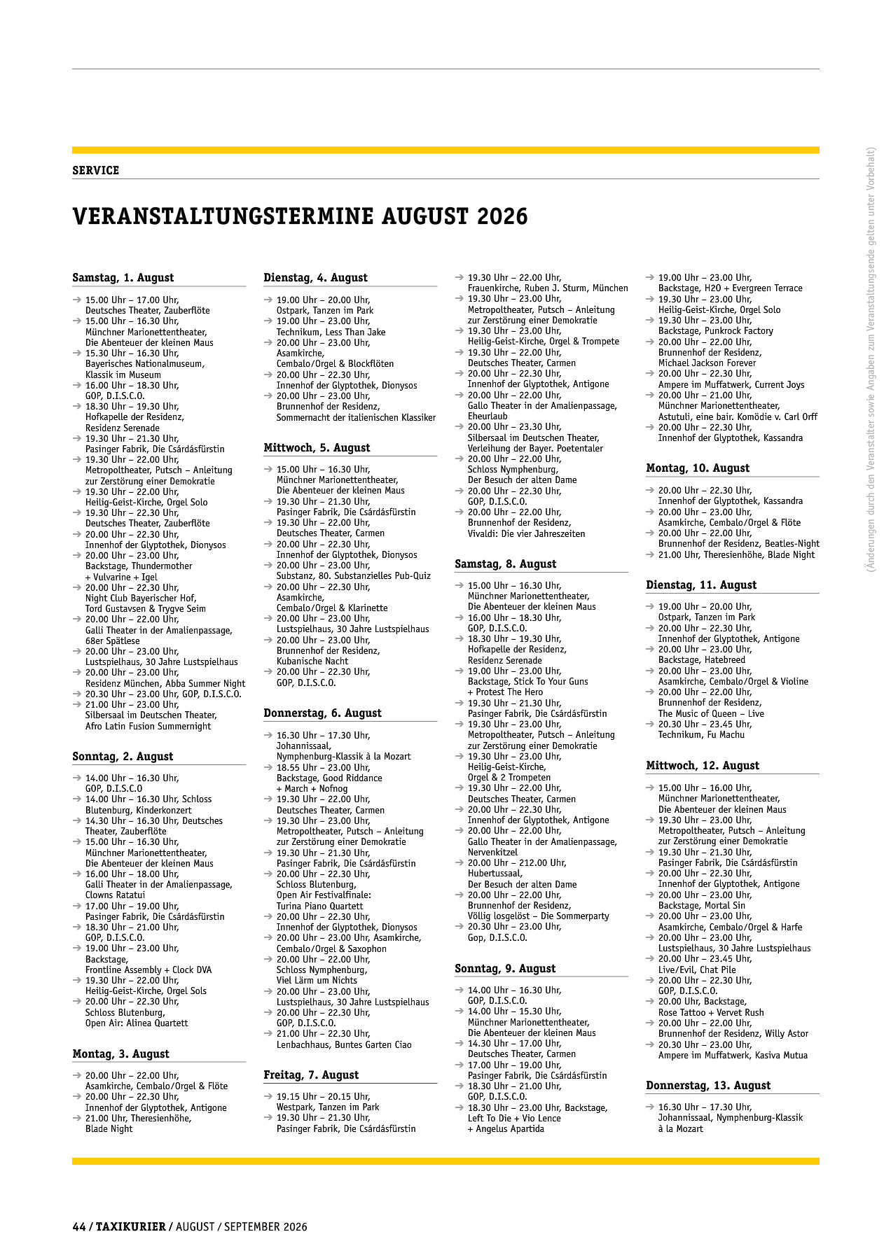 Originalseite 44 der Ausgabe Taxikurier August und September 2026