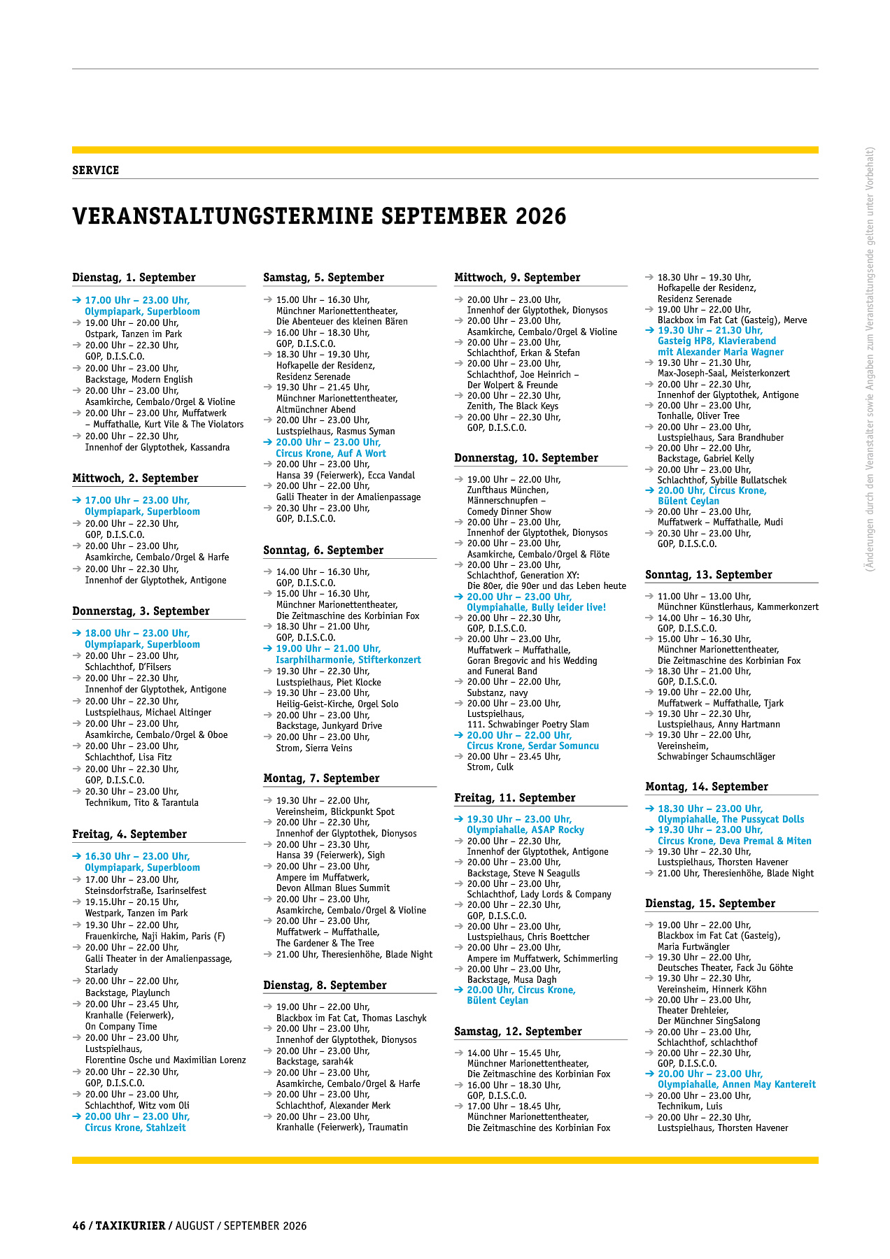 Originalseite 46 der Ausgabe Taxikurier August und September 2026