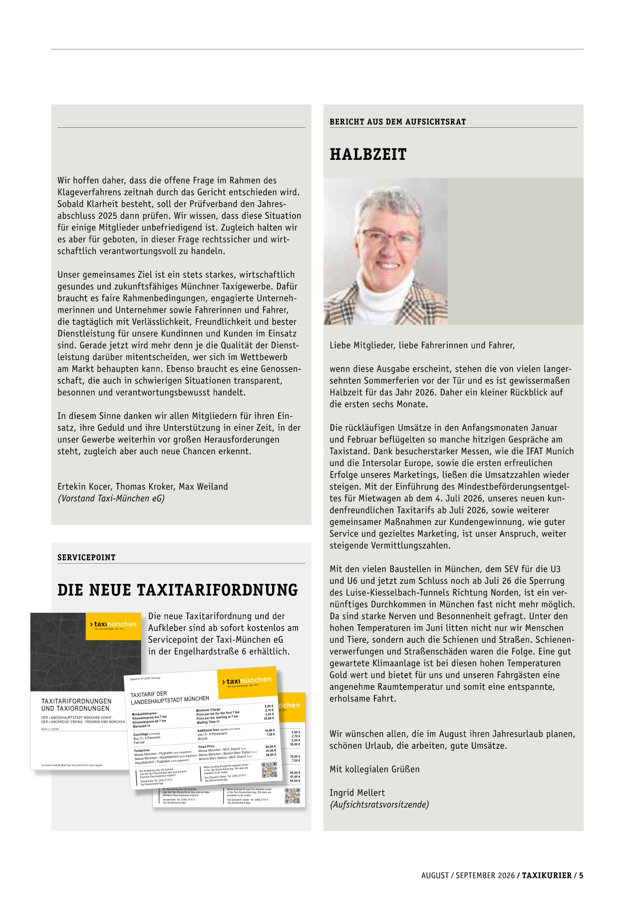 Originalseite 5 der Ausgabe Taxikurier August und September 2026