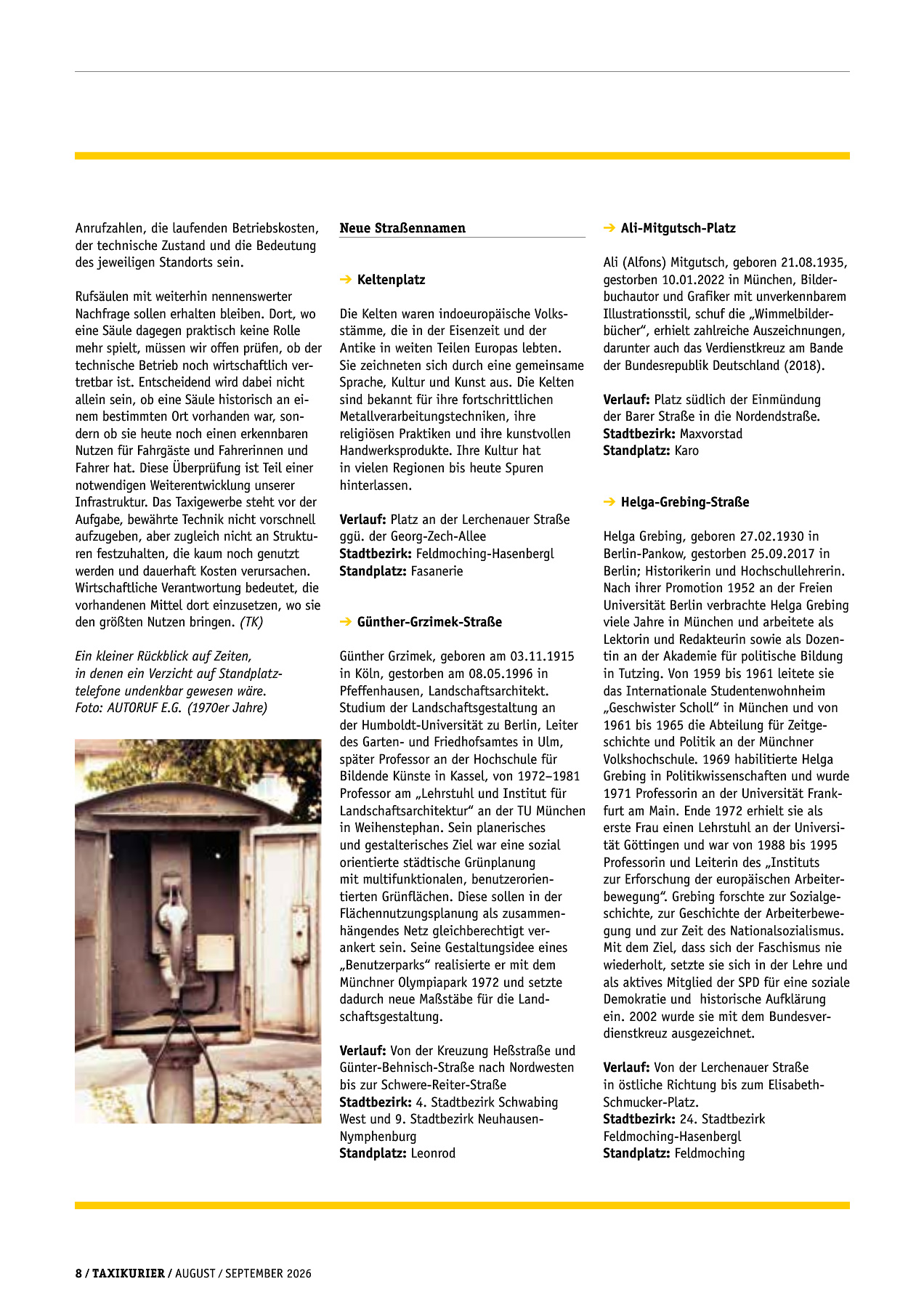 Originalseite 8 der Ausgabe Taxikurier August und September 2026