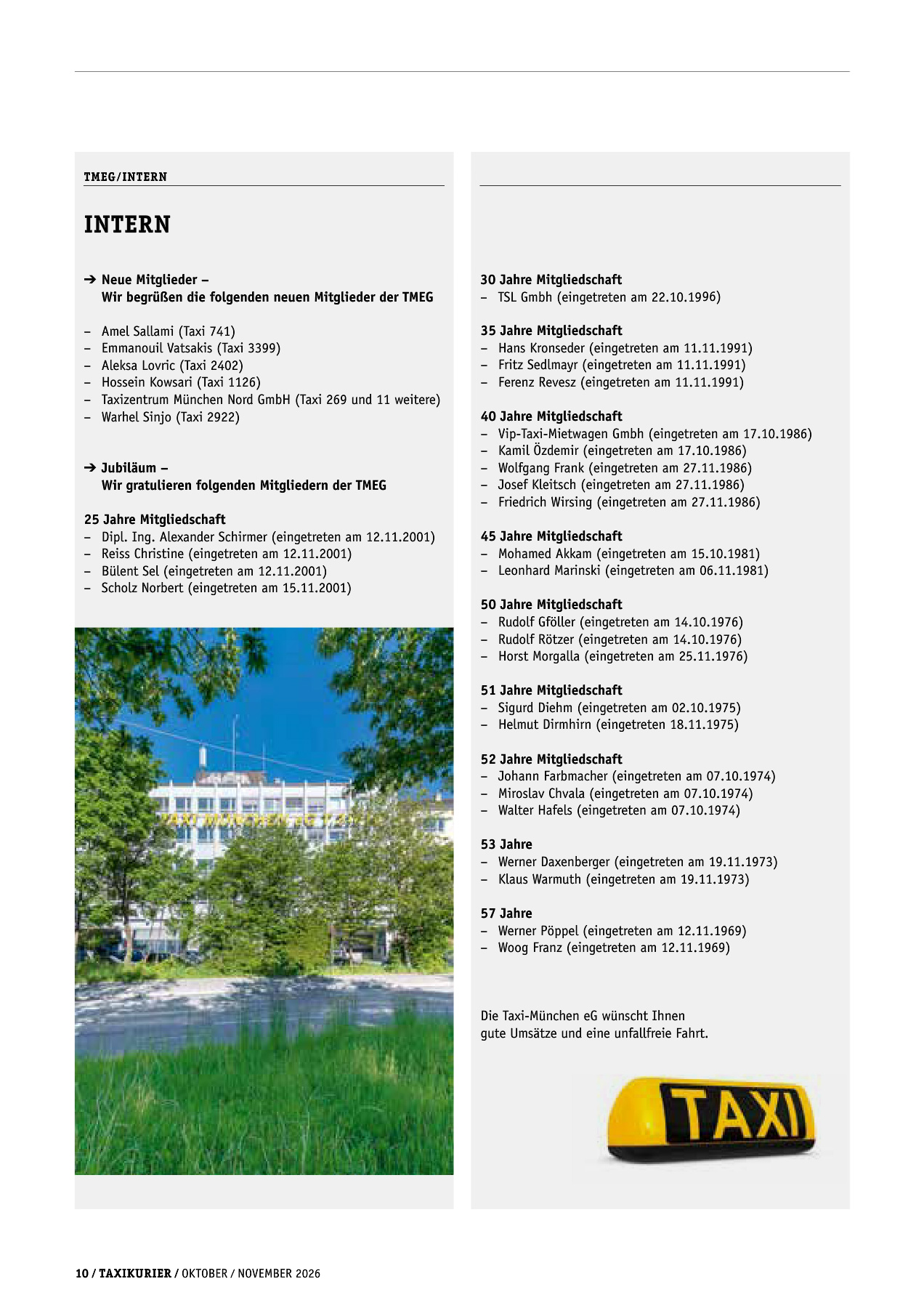 Originalseite 10 der Ausgabe Taxikurier Oktober und November 2026