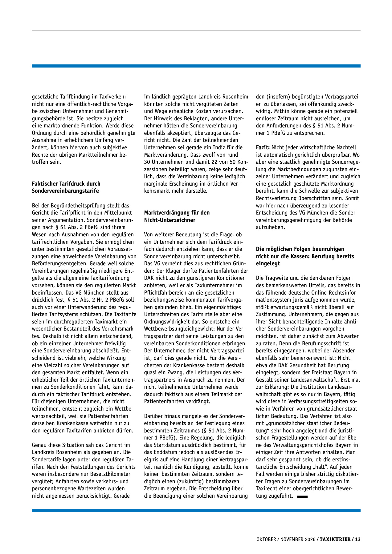 Originalseite 13 der Ausgabe Taxikurier Oktober und November 2026